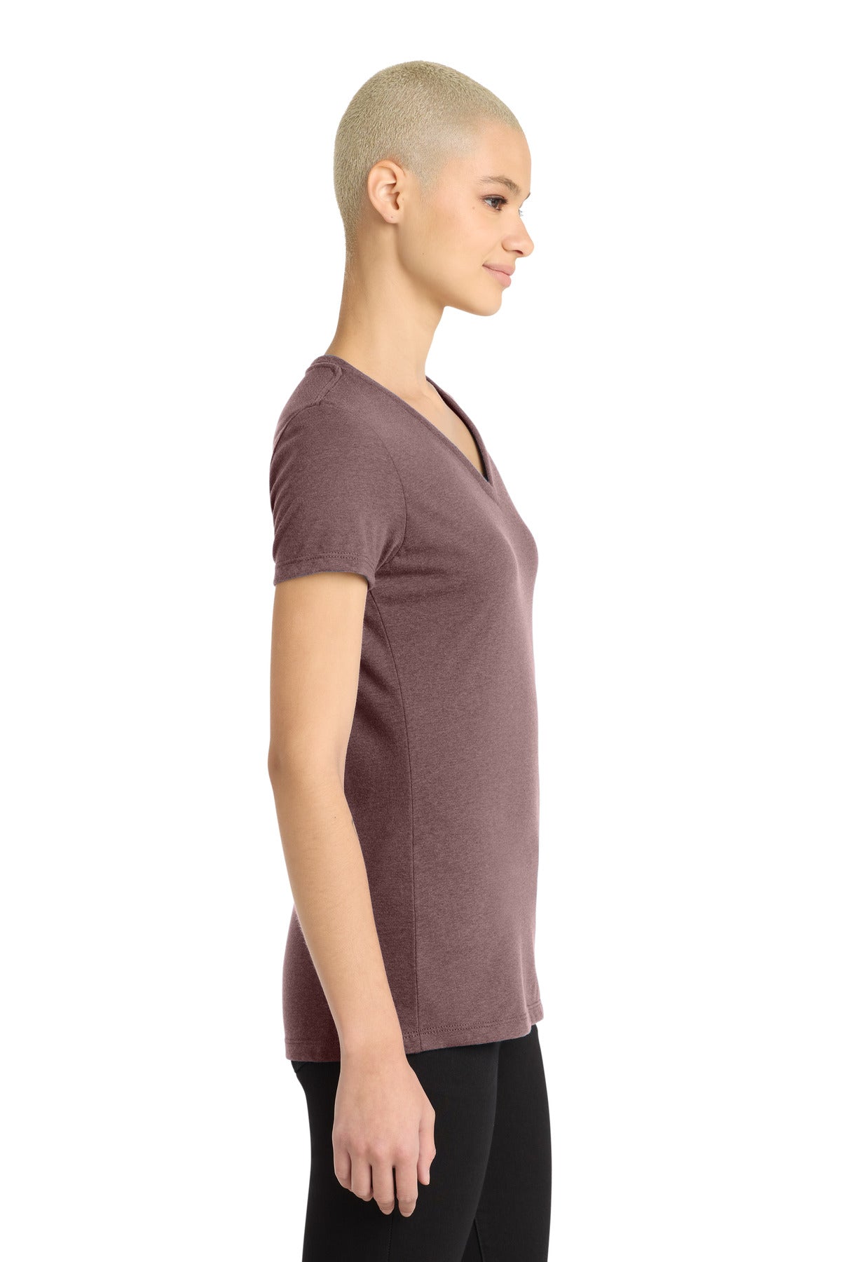 Rose Fleck District Women's Perfect Blend CVC V-Neck Tee. DM1190L