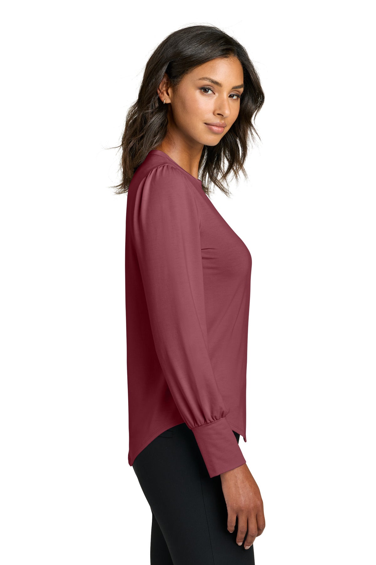 Rosewood Mercer+Mettle Women's Stretch Jersey Long Sleeve Blouson Top MM1019