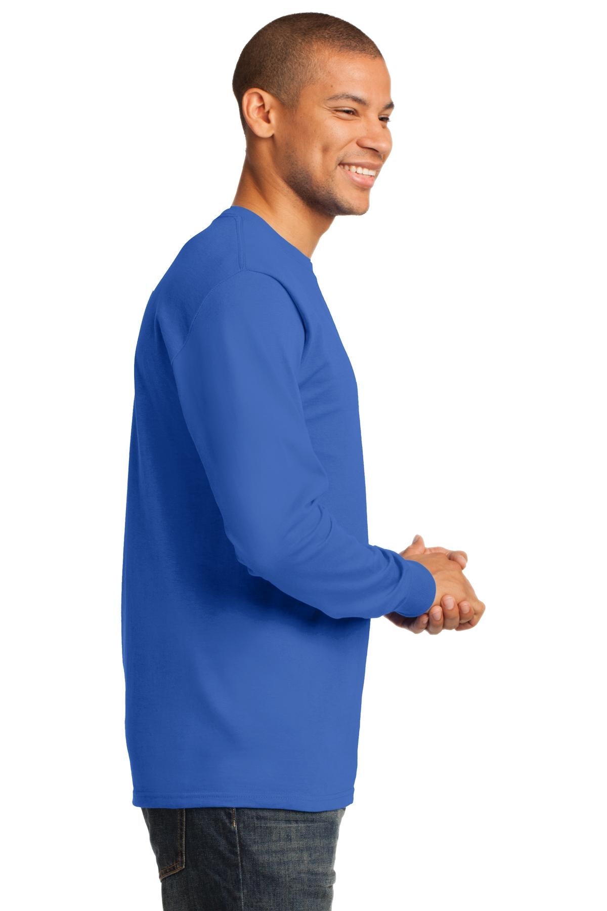 Royal Blue Port & Co Long Sleeve Essential Tee. PC61LS