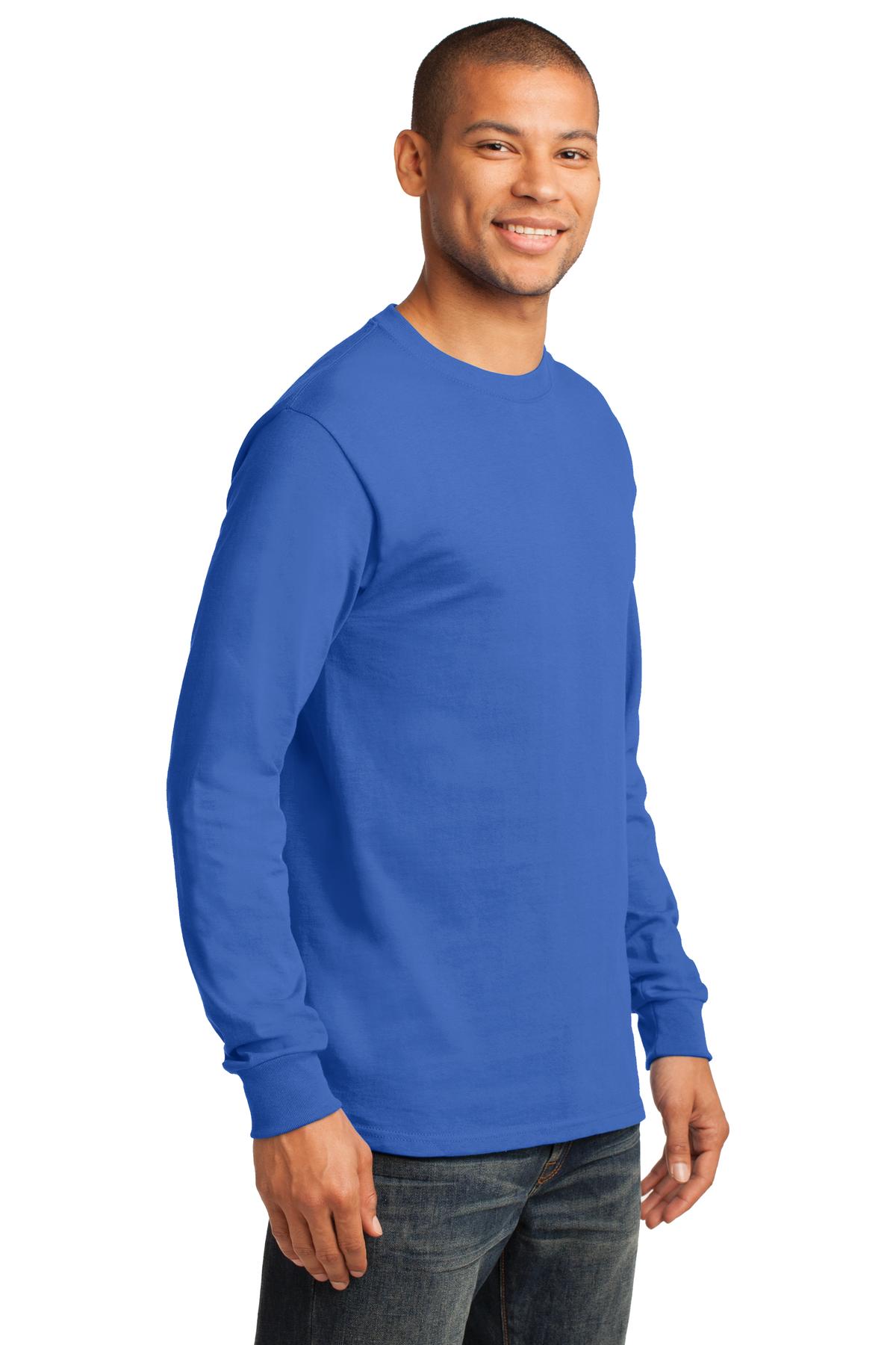 Royal Blue Port & Co Long Sleeve Essential Tee. PC61LS