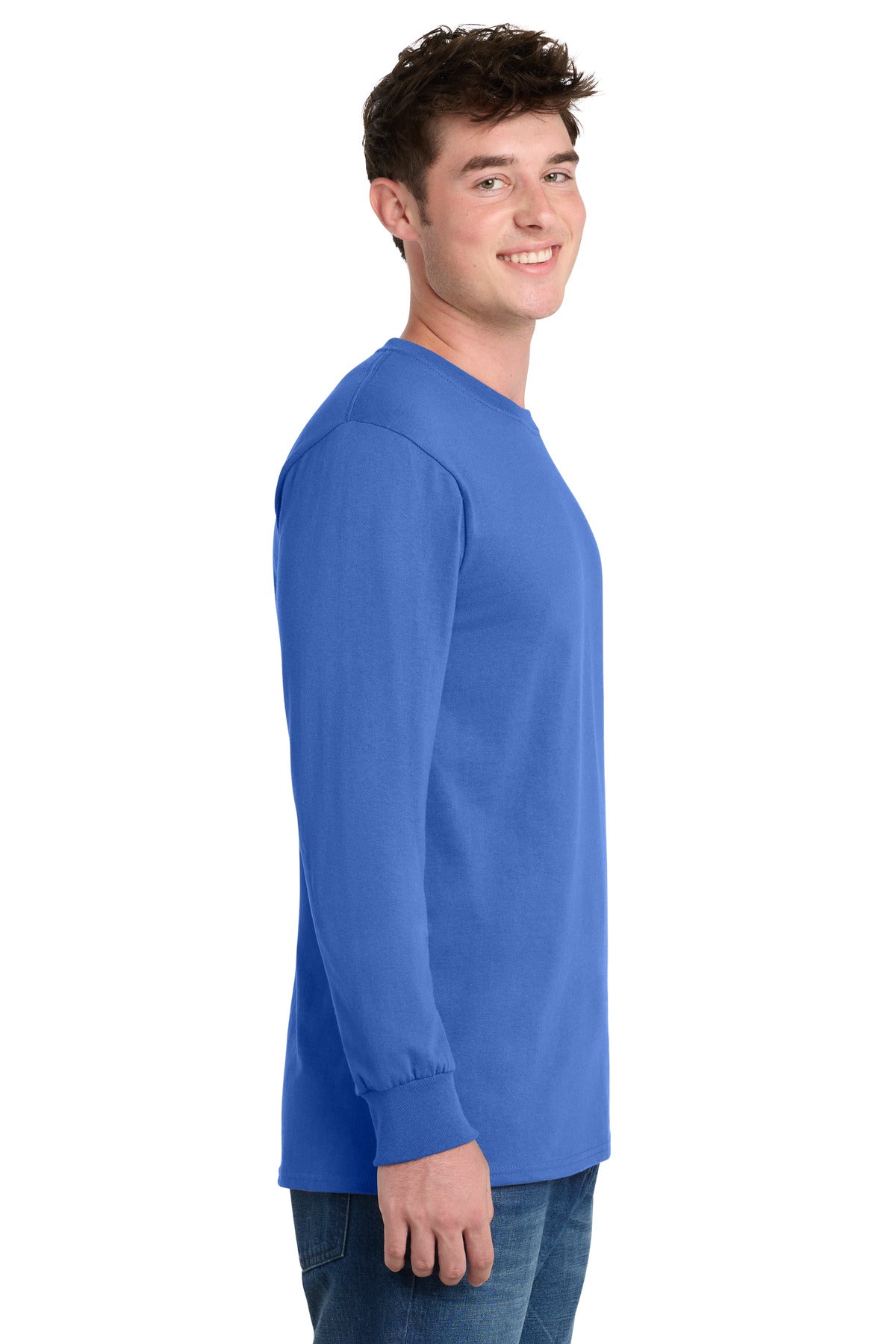 Royal Blue Port & Co Long Sleeve Essential Tee. PC61LS