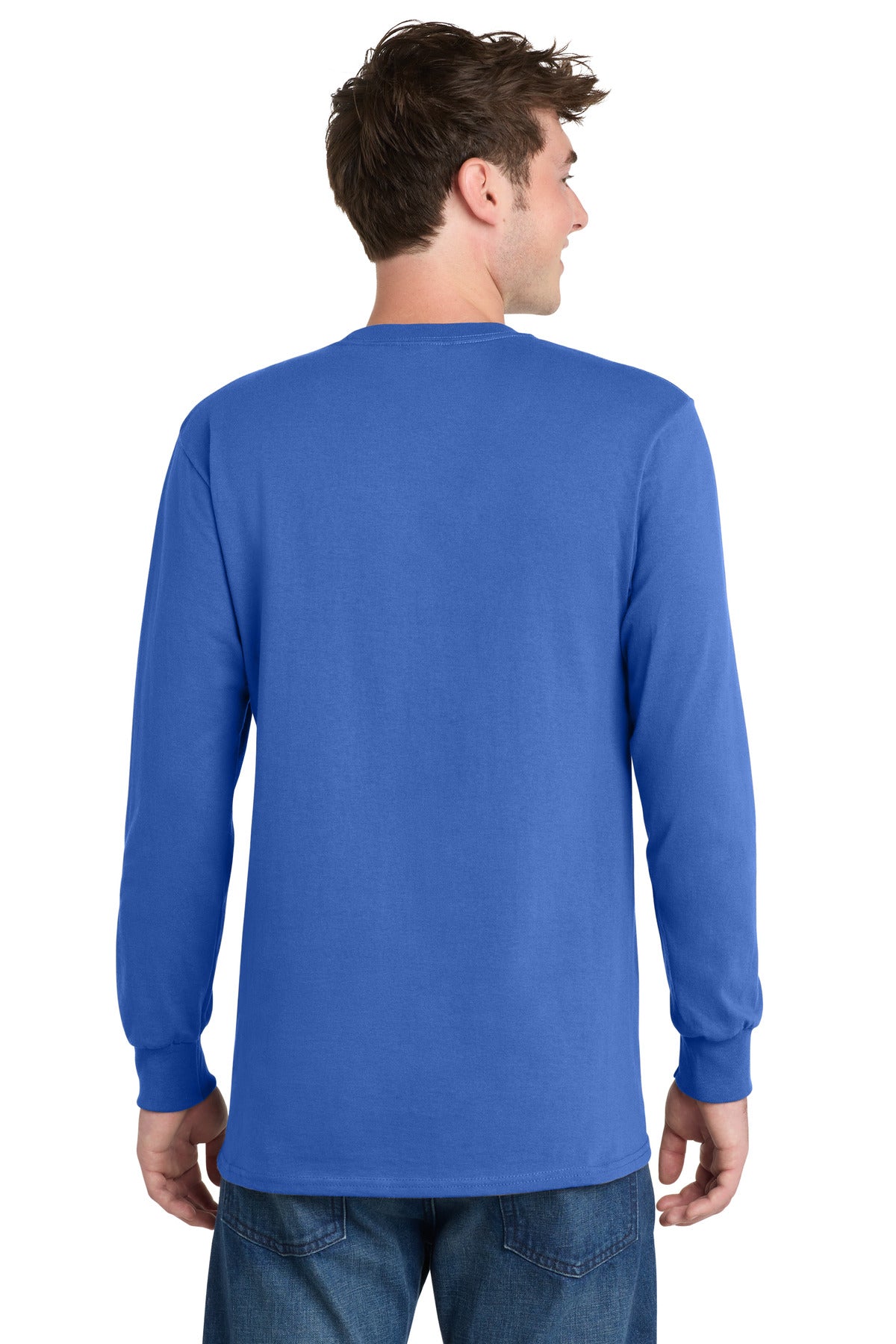Royal Blue Port & Co Long Sleeve Essential Tee. PC61LS