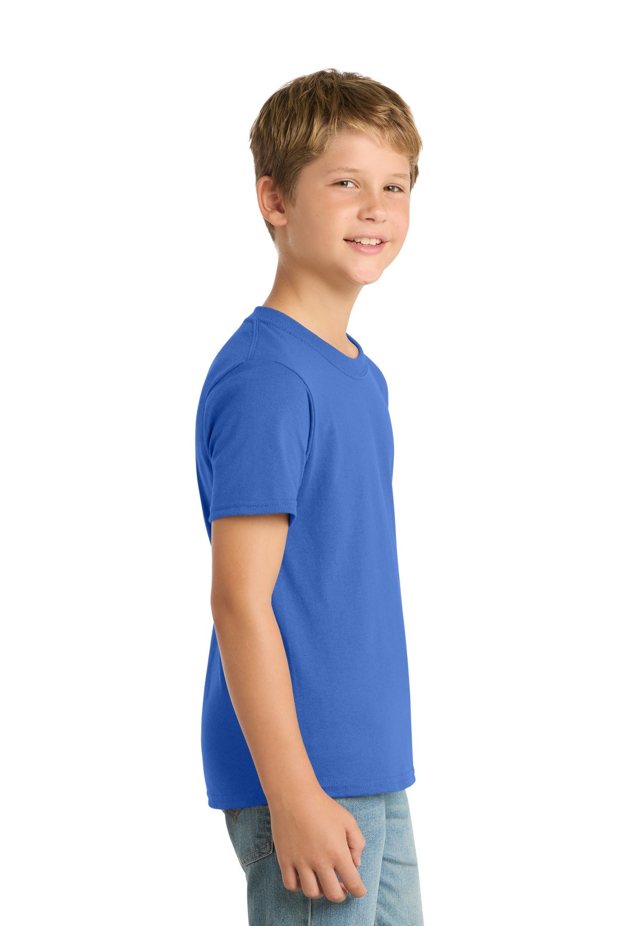 Royal Blue Port & Co Youth Core Blend Tee. PC55Y