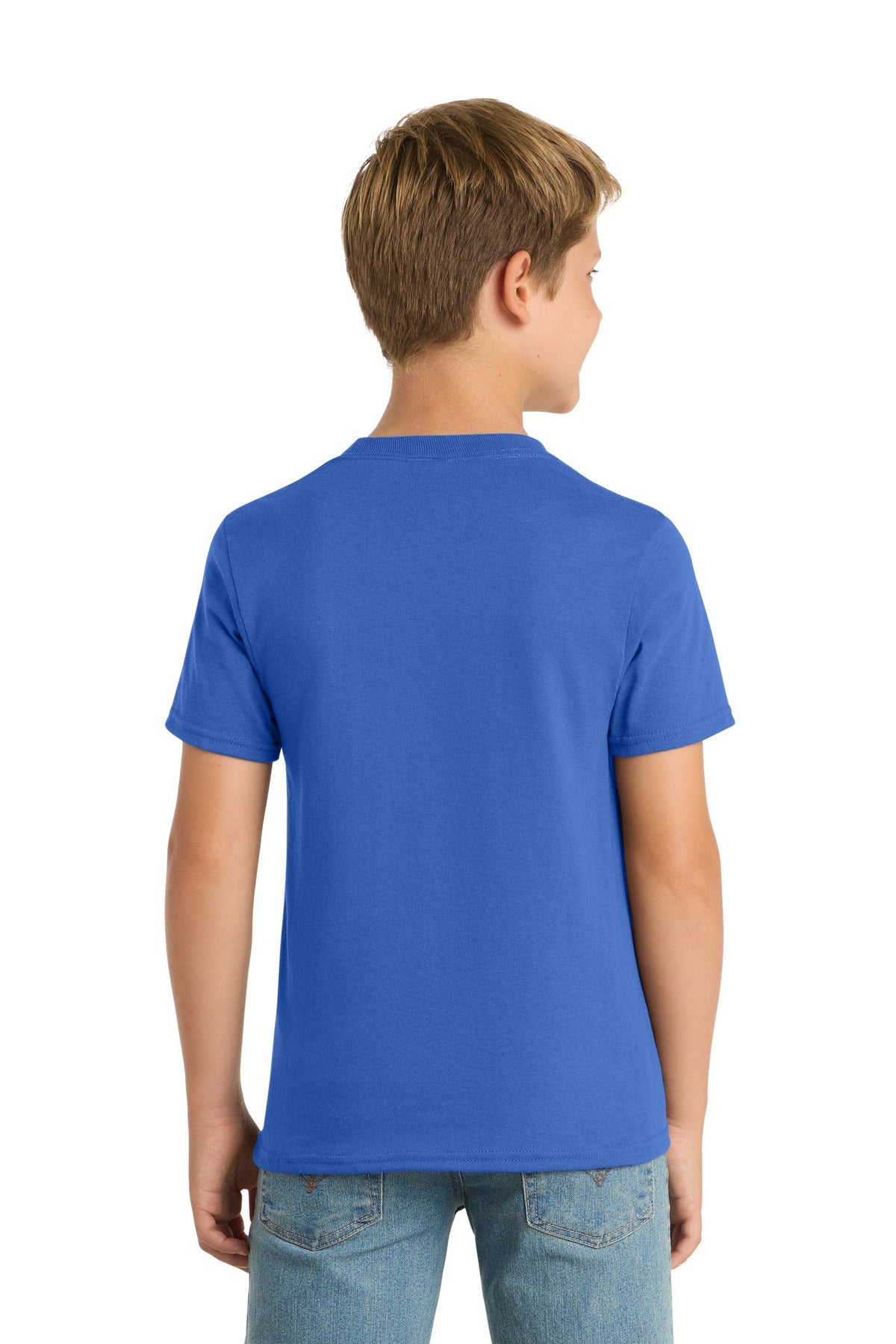 Royal Blue Port & Co Youth Core Blend Tee. PC55Y