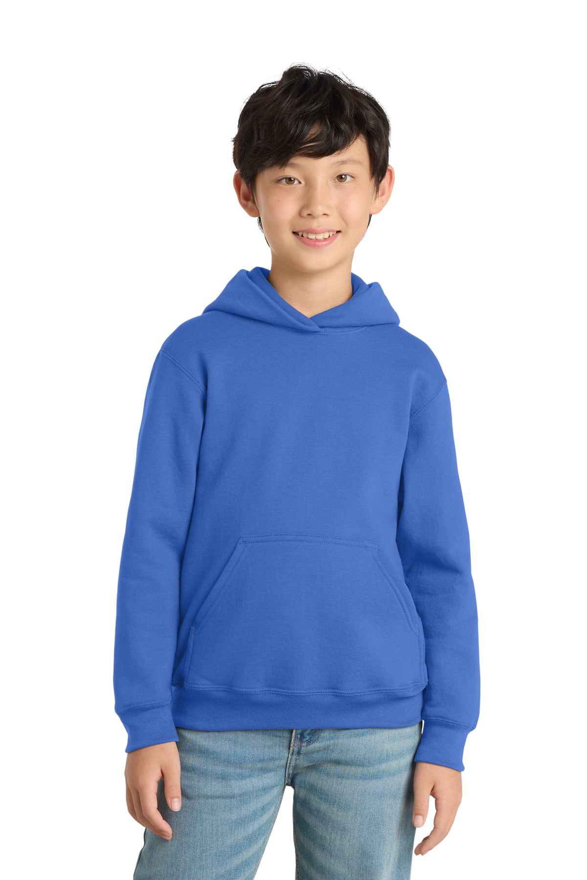 Royal Blue Port & Co Youth Core Fleece Pullover Hooded Sweatshirt. PC90YH