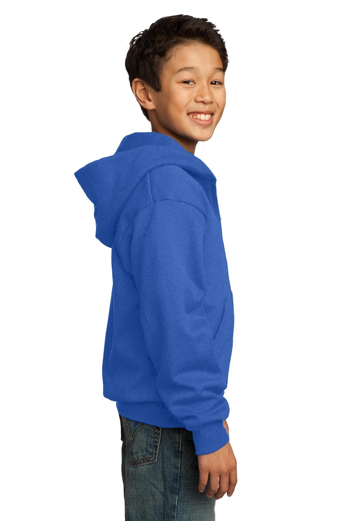 Royal Port & Co Youth Core Fleece Full-Zip Hooded Sweatshirt. PC90YZH
