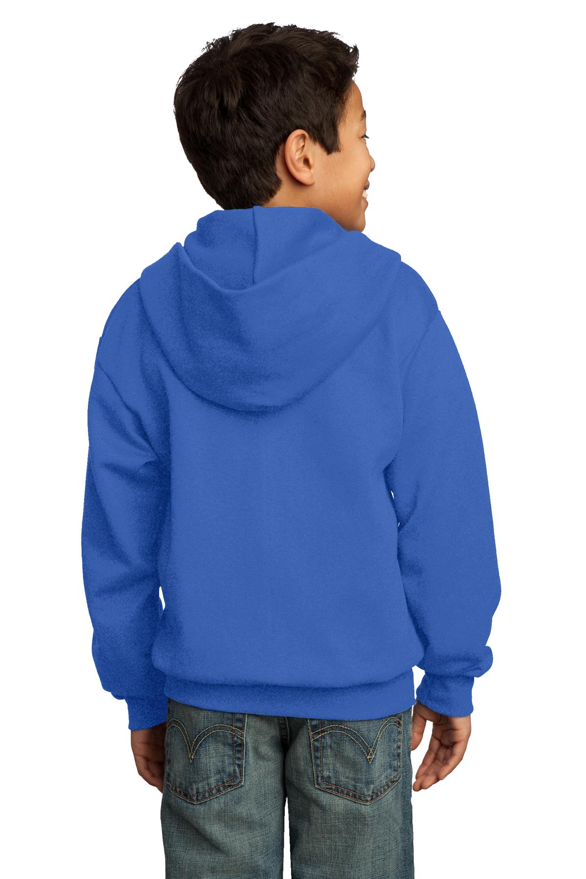 Royal Port & Co Youth Core Fleece Full-Zip Hooded Sweatshirt. PC90YZH