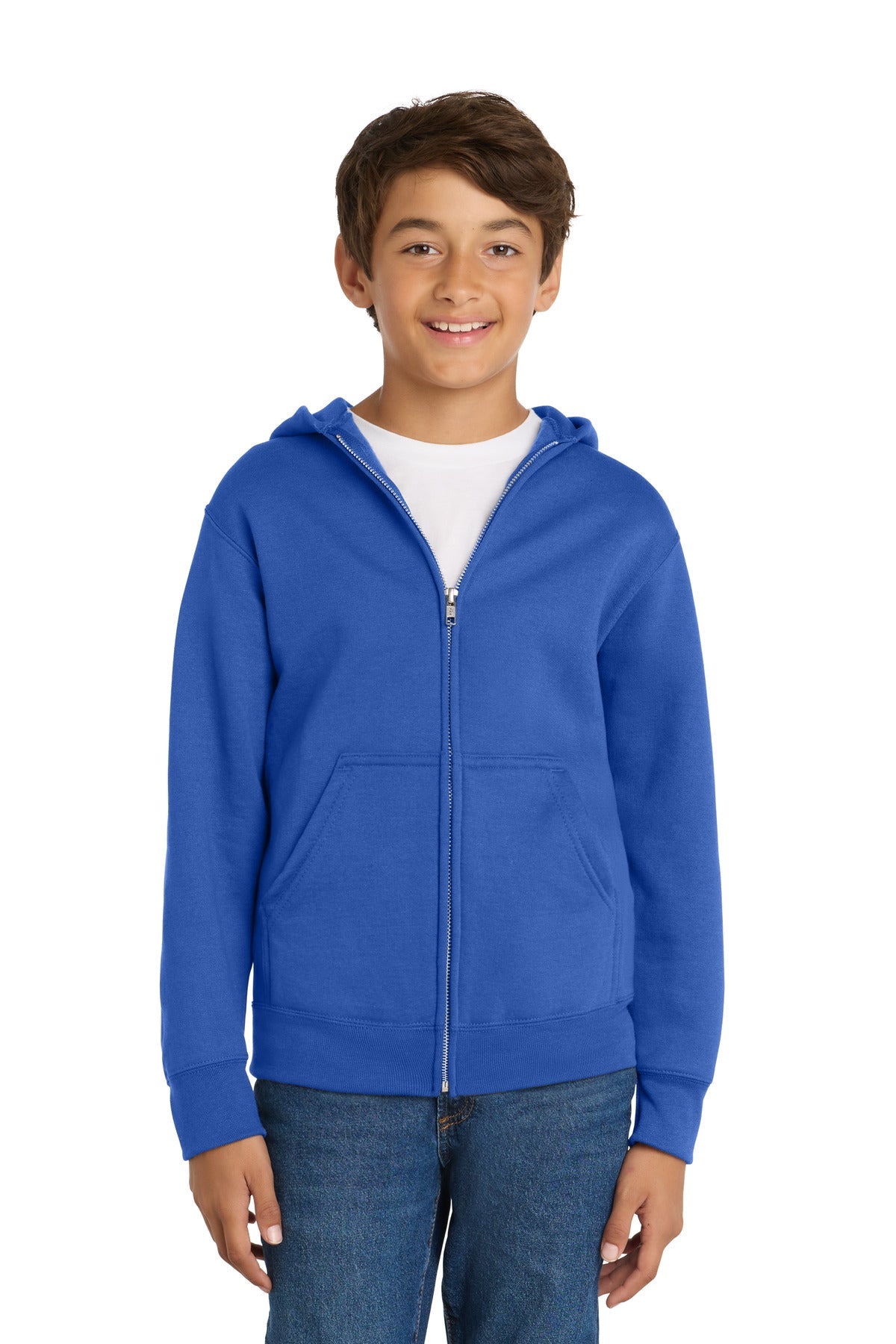 Royal Port & Co Youth Core Fleece Full-Zip Hooded Sweatshirt. PC90YZH