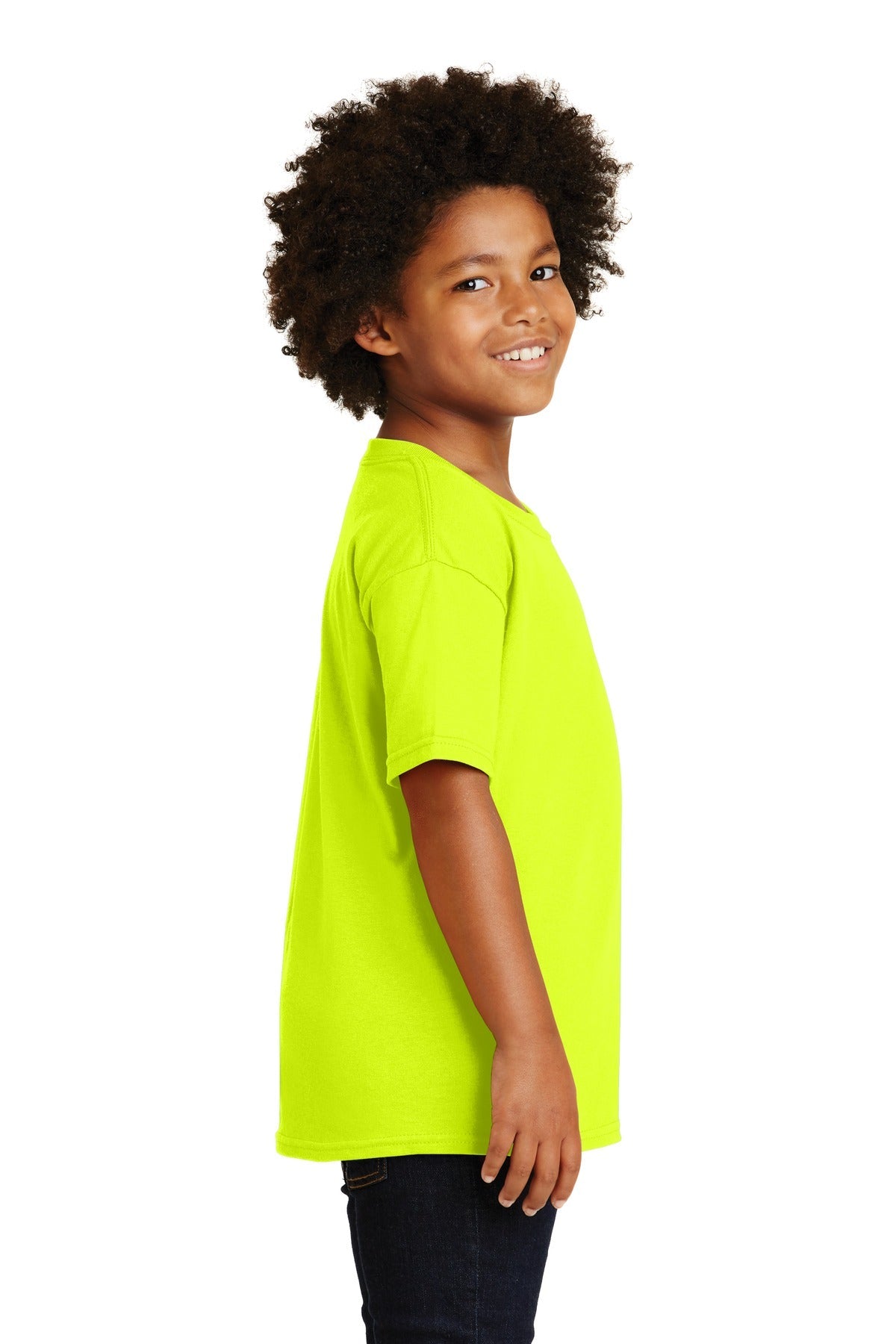 Safety Green Gildan - Youth Heavy Cotton 100% Cotton T-Shirt. 5000B