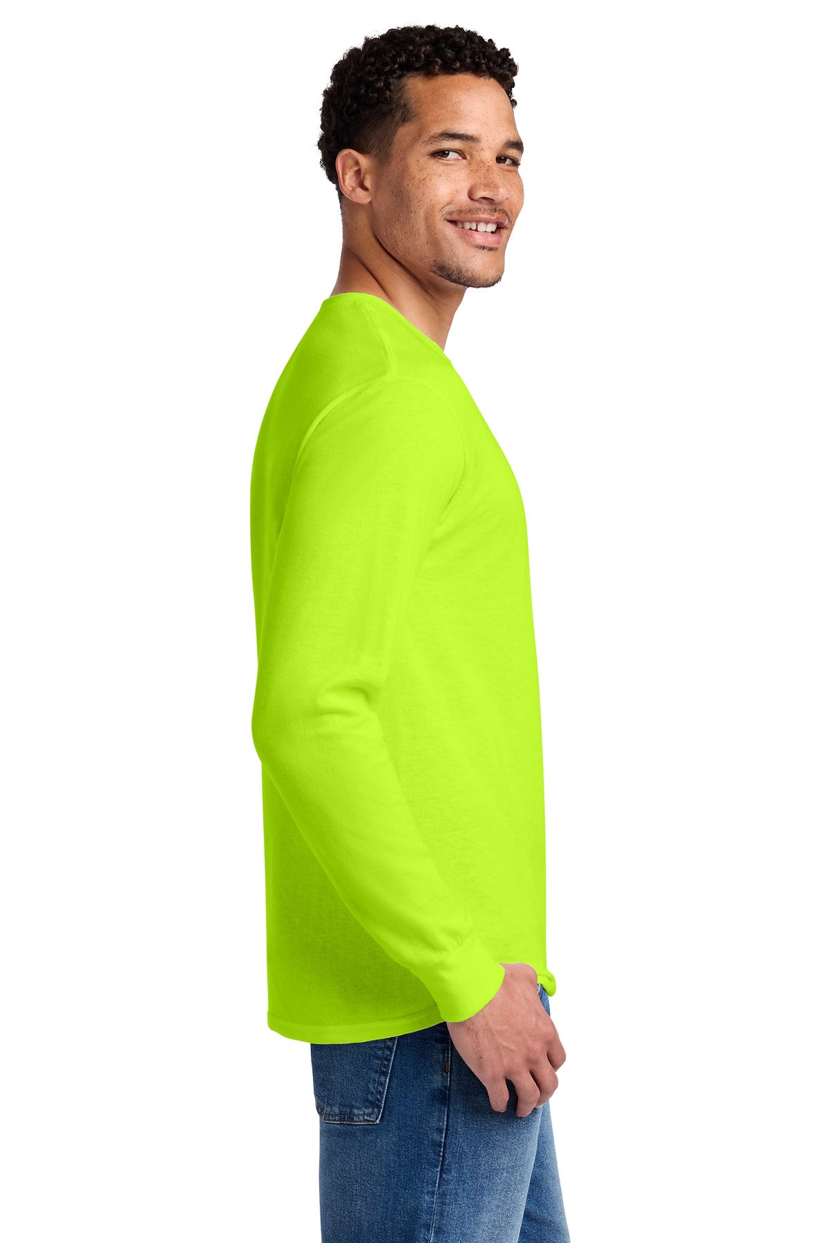 Safety Green Jerzees - Dri-Power 50/50 Cotton/Poly Long Sleeve T-Shirt. 29LS