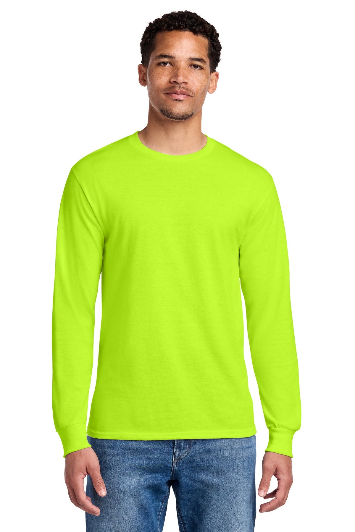 Safety Green Jerzees - Dri-Power 50/50 Cotton/Poly Long Sleeve T-Shirt. 29LS