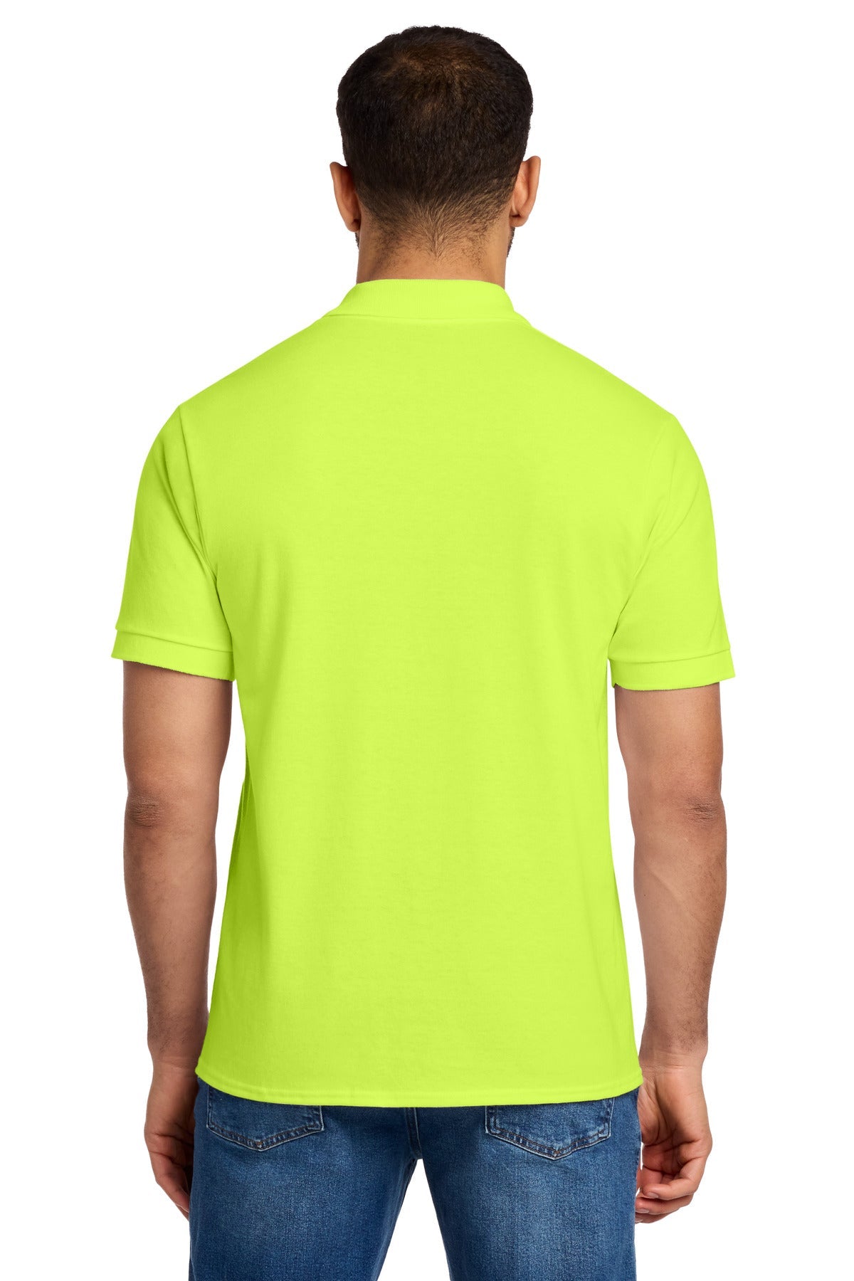 Safety Green Port & Co Core Blend Jersey Knit Polo. KP55