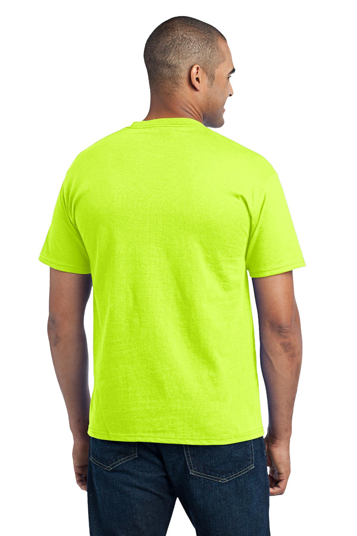 Safety Green Port & Co Core Blend Pocket Tee. PC55P