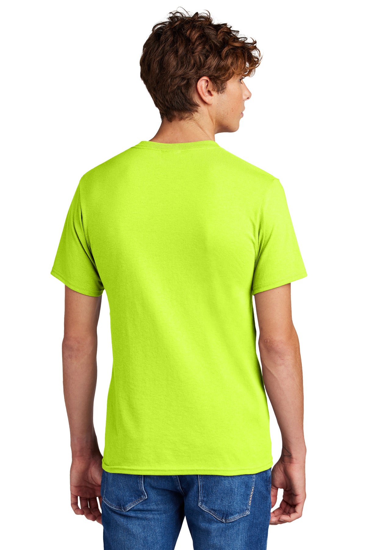 Safety Green Port & Co Core Blend Tee. PC55