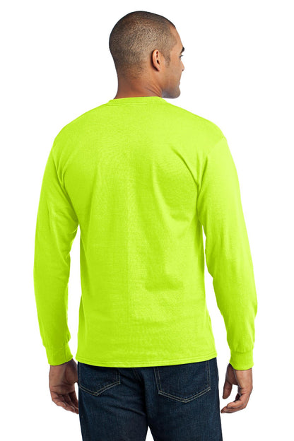 Safety Green Port & Co Long Sleeve Core Blend Tee. PC55LS