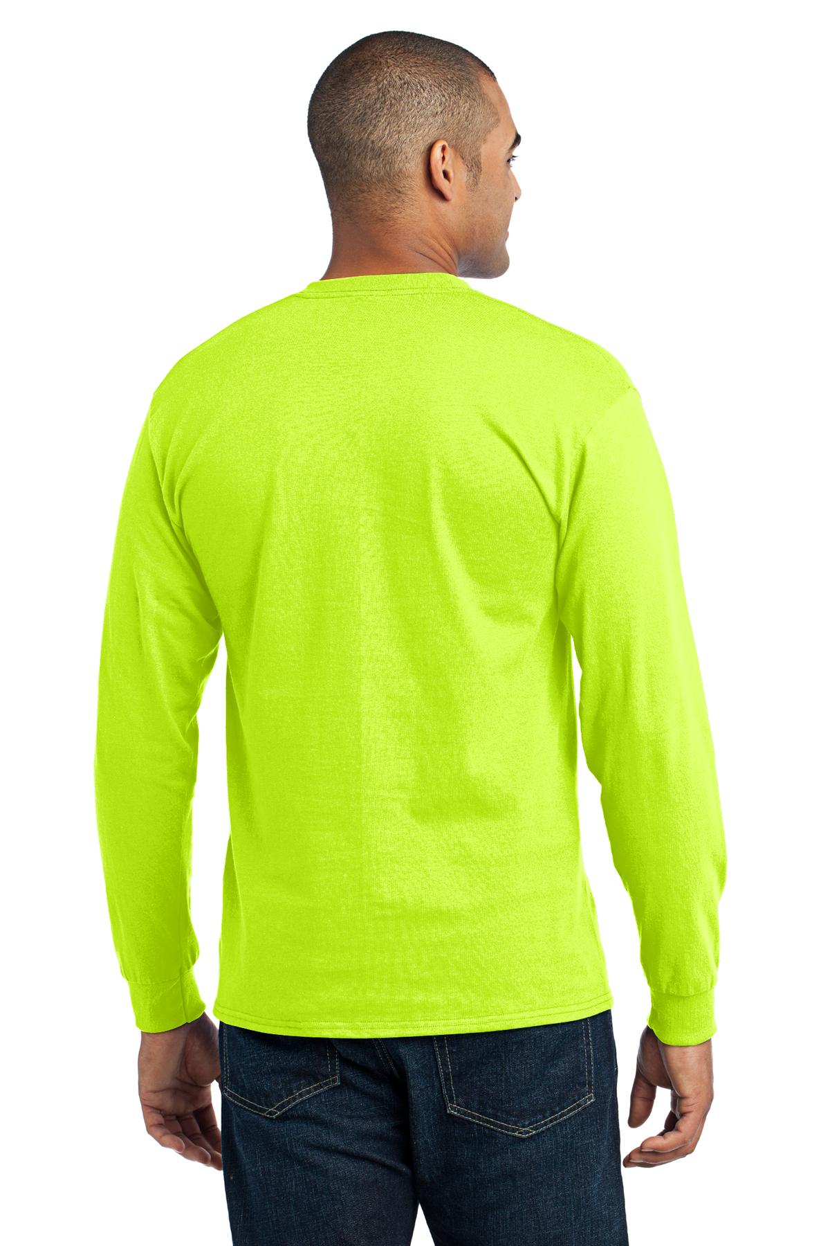 Safety Green Port & Co Long Sleeve Core Blend Tee. PC55LS