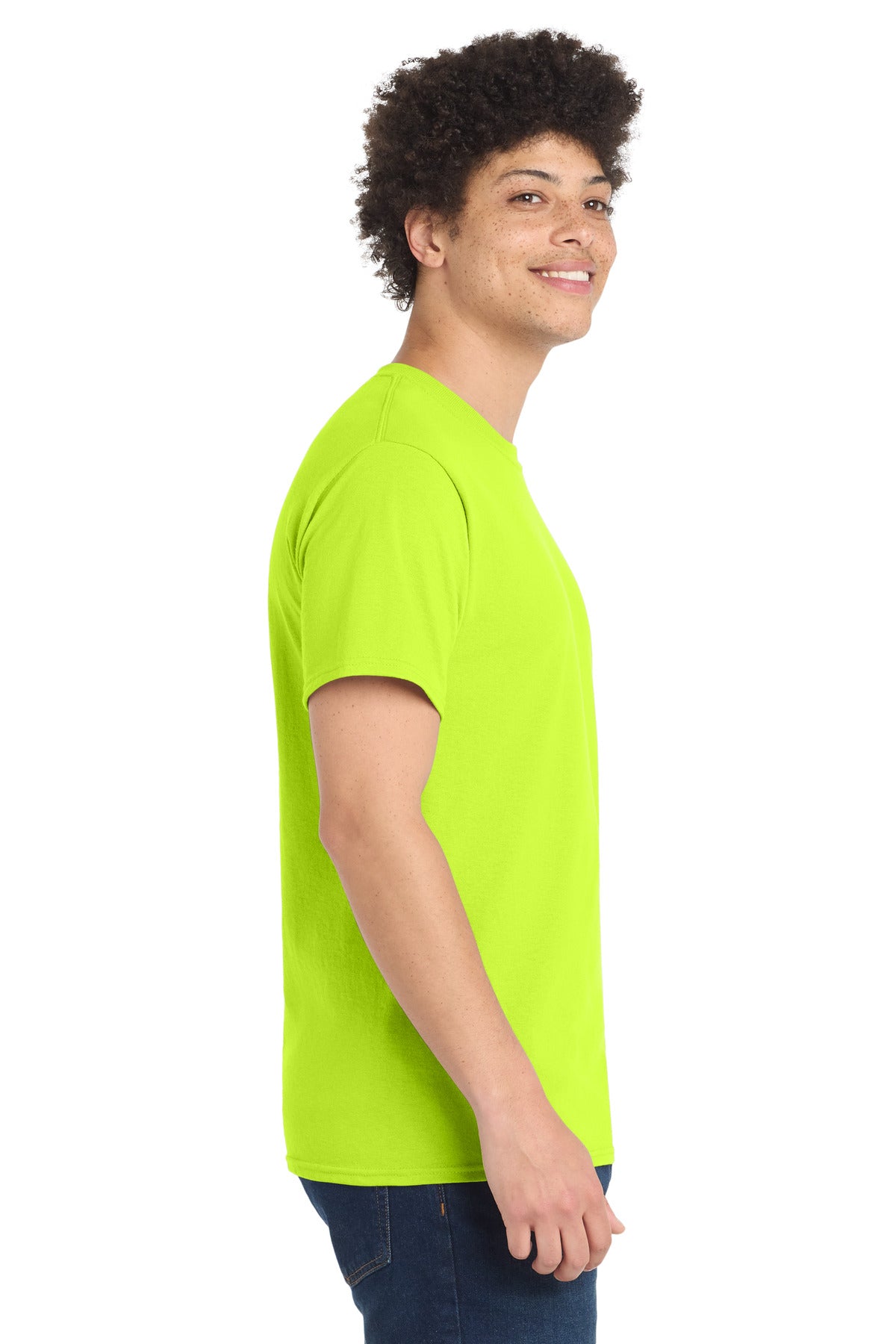 Safety Green Port & Co Tall Core Blend Tee. PC55T