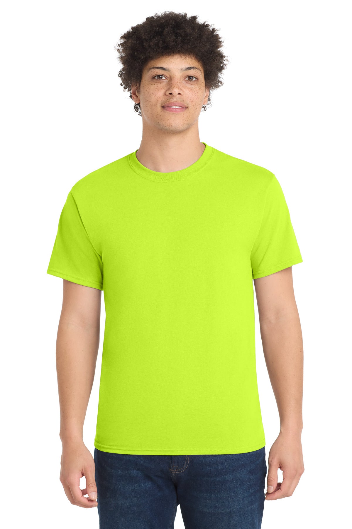 Safety Green Port & Co Tall Core Blend Tee. PC55T