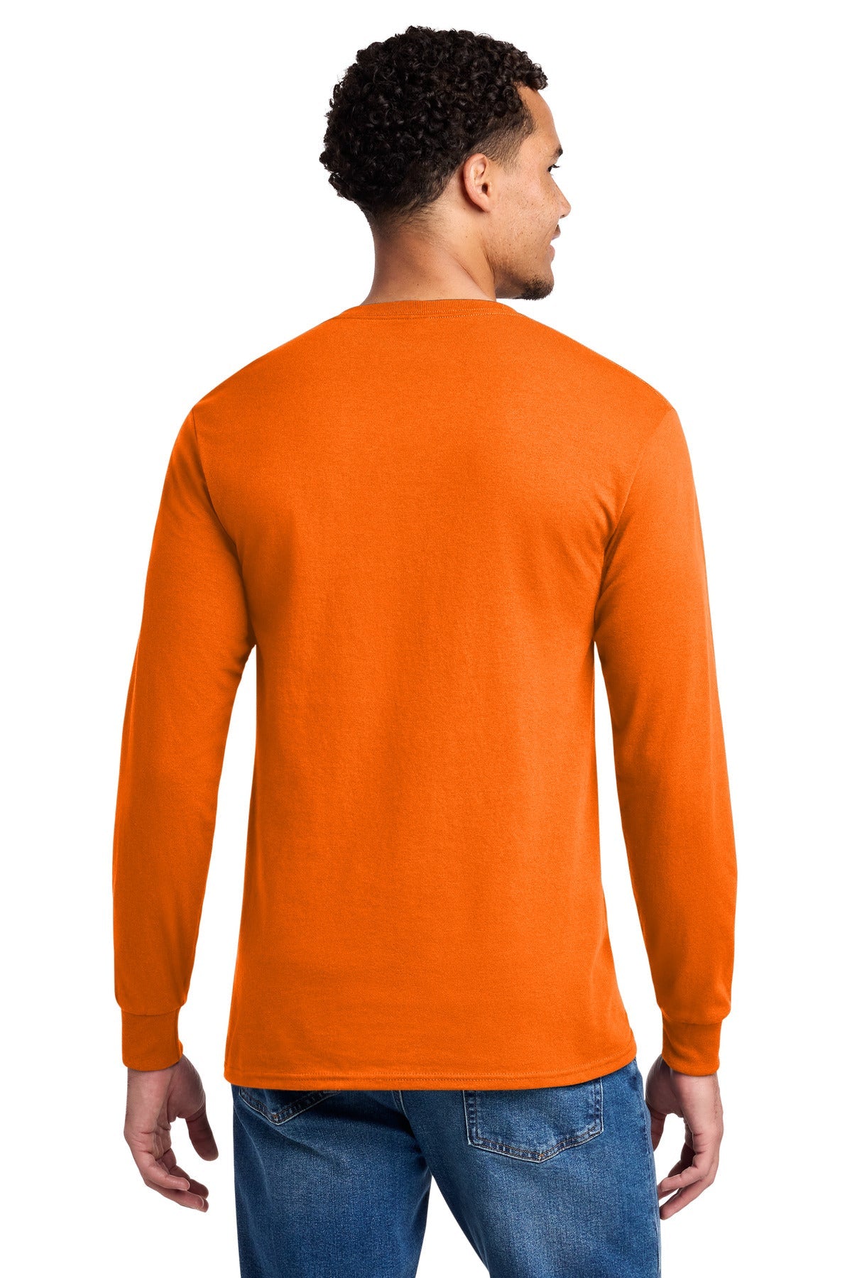 Safety Orange Jerzees - Dri-Power 50/50 Cotton/Poly Long Sleeve T-Shirt. 29LS