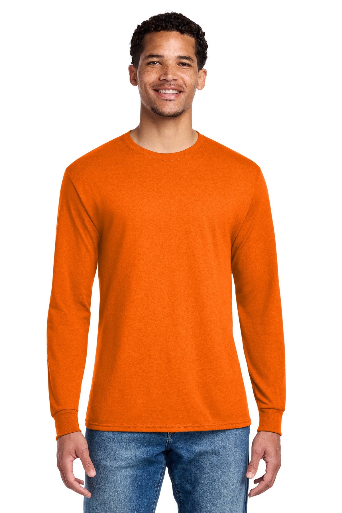 Safety Orange Jerzees - Dri-Power 50/50 Cotton/Poly Long Sleeve T-Shirt. 29LS