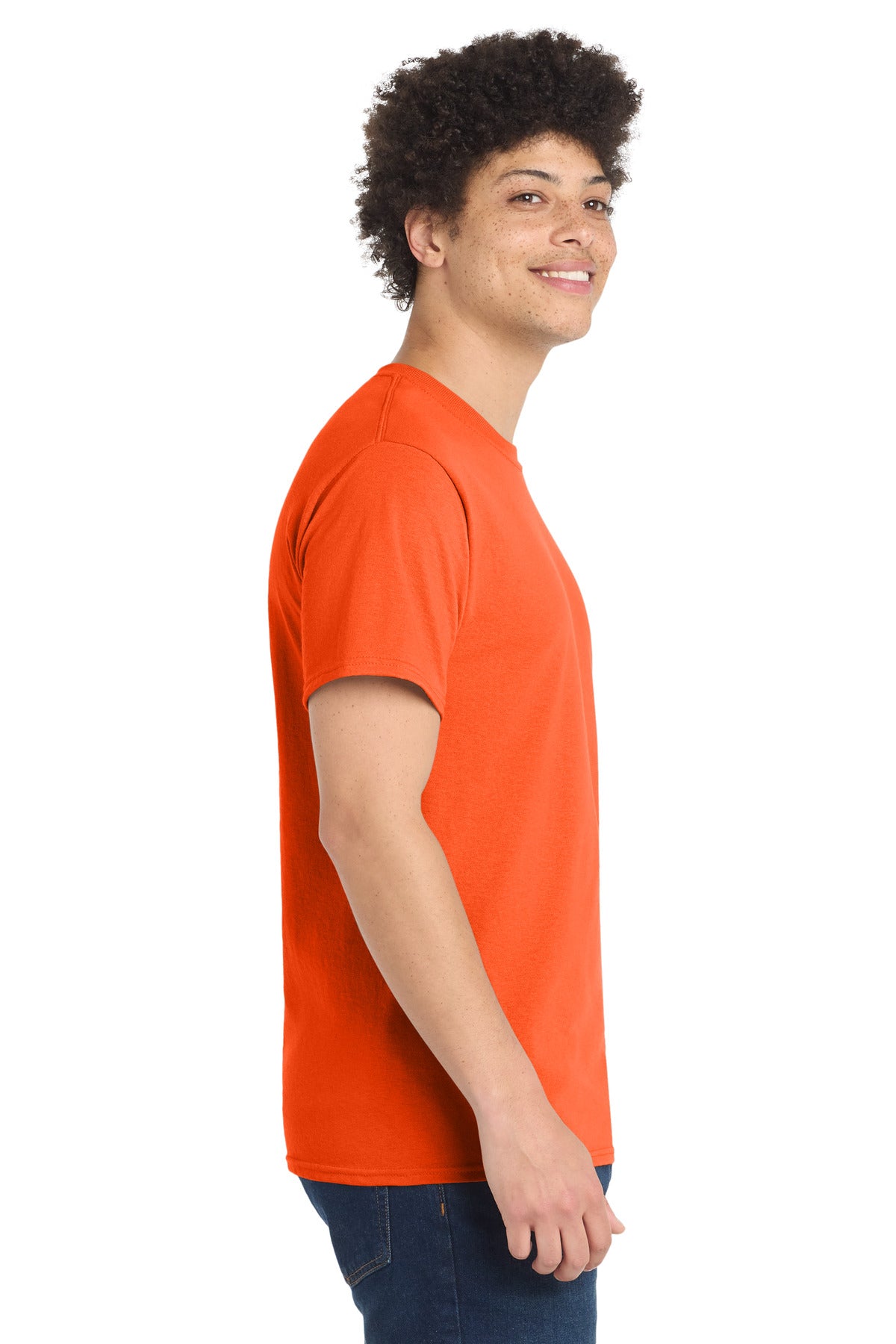 Safety Orange Port & Co Tall Core Blend Tee. PC55T