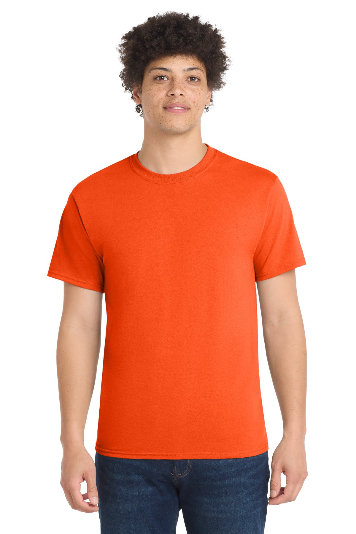 Safety Orange Port & Co Tall Core Blend Tee. PC55T