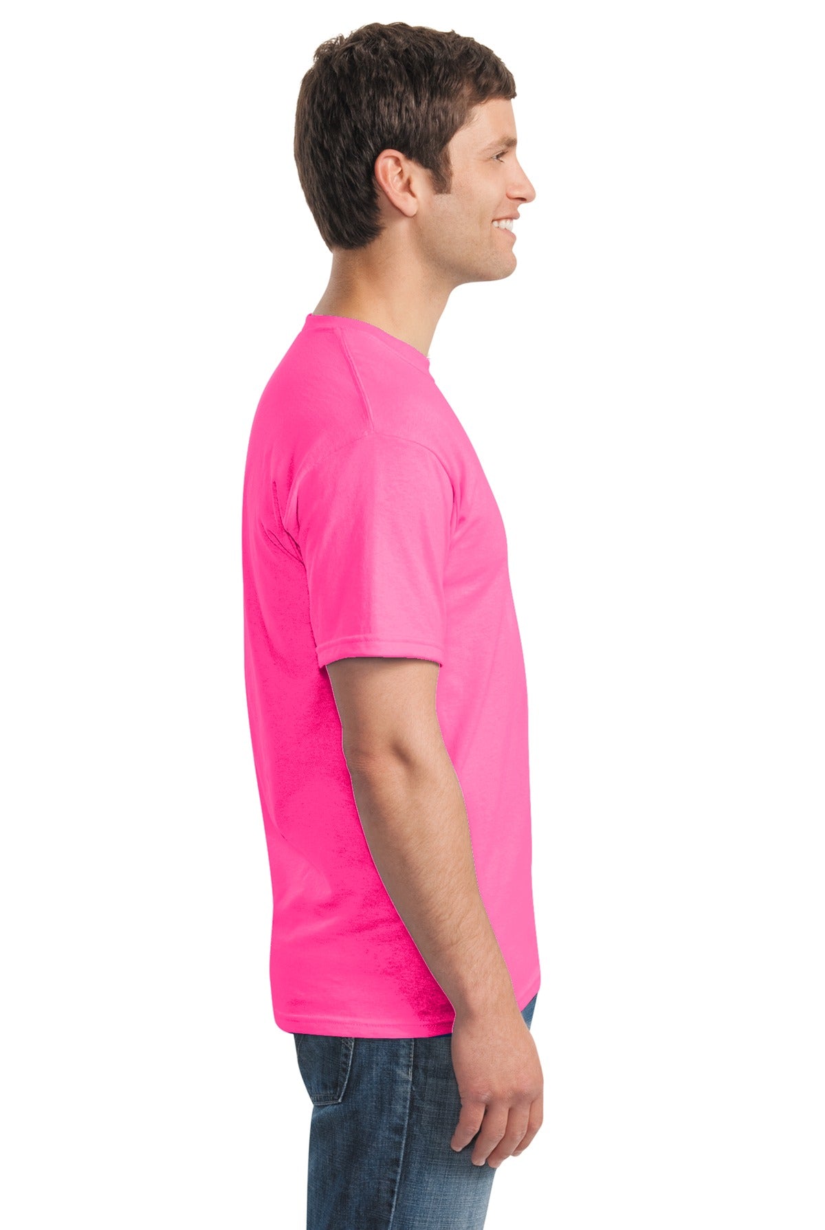 Safety Pink Gildan - Heavy Cotton 100% Cotton T-Shirt. 5000
