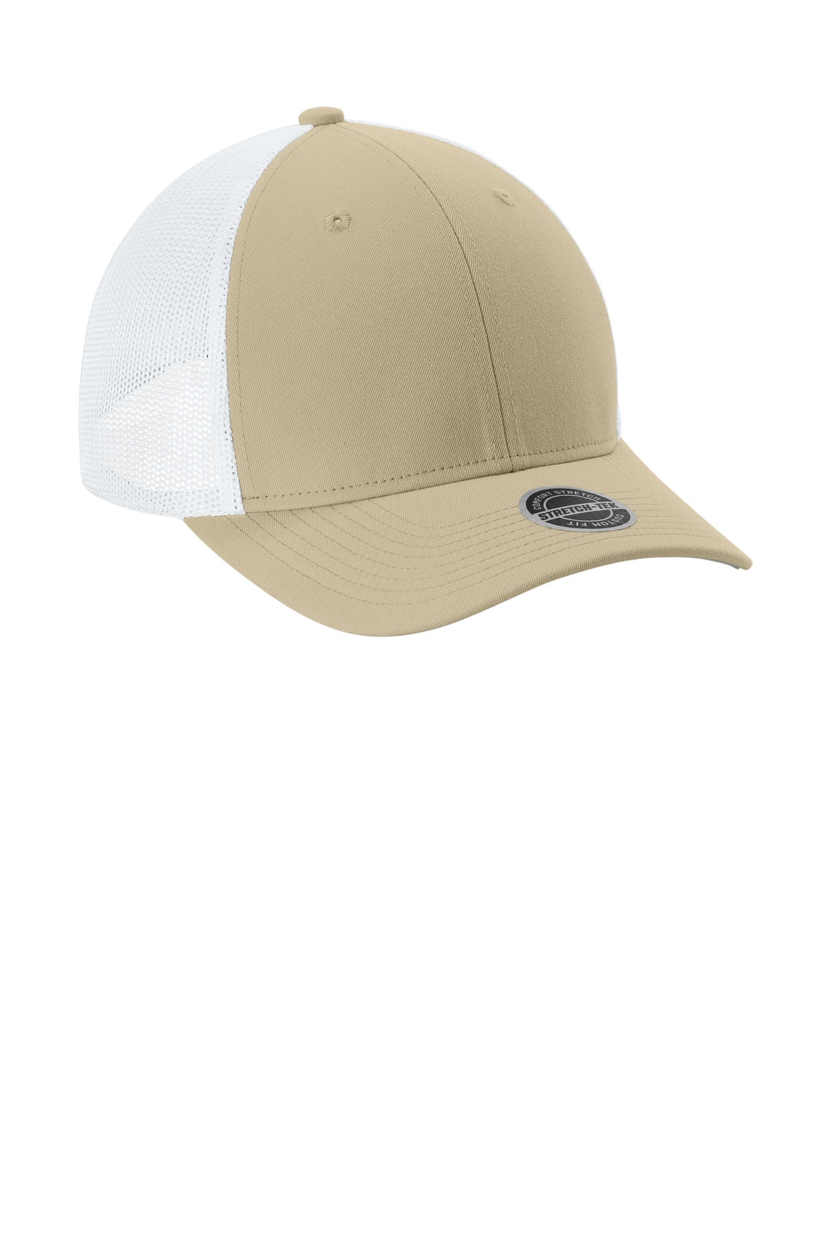 Sahara/Wht Sport-Tek Stretch-Tek Mesh Back Cap STC60
