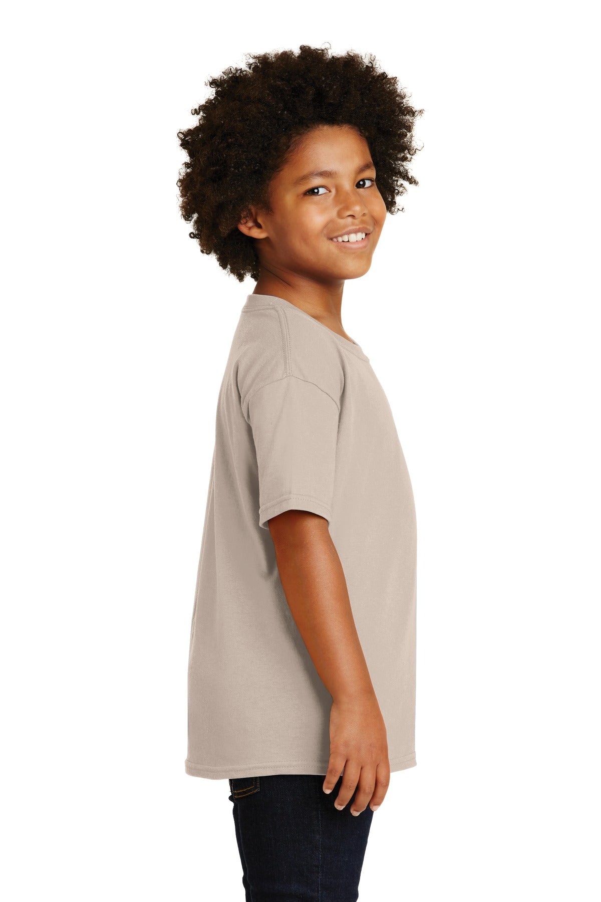 Sand Gildan - Youth Heavy Cotton 100% Cotton T-Shirt. 5000B
