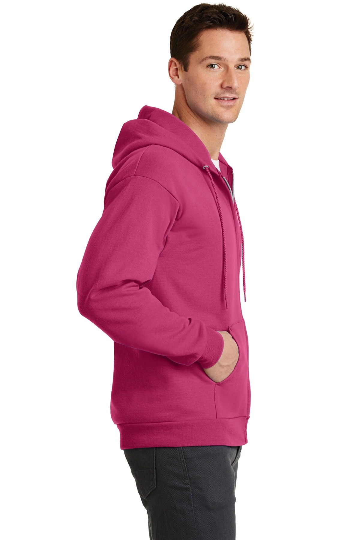 Sangria Port & Co Core Fleece Full-Zip Hooded Sweatshirt. PC78ZH