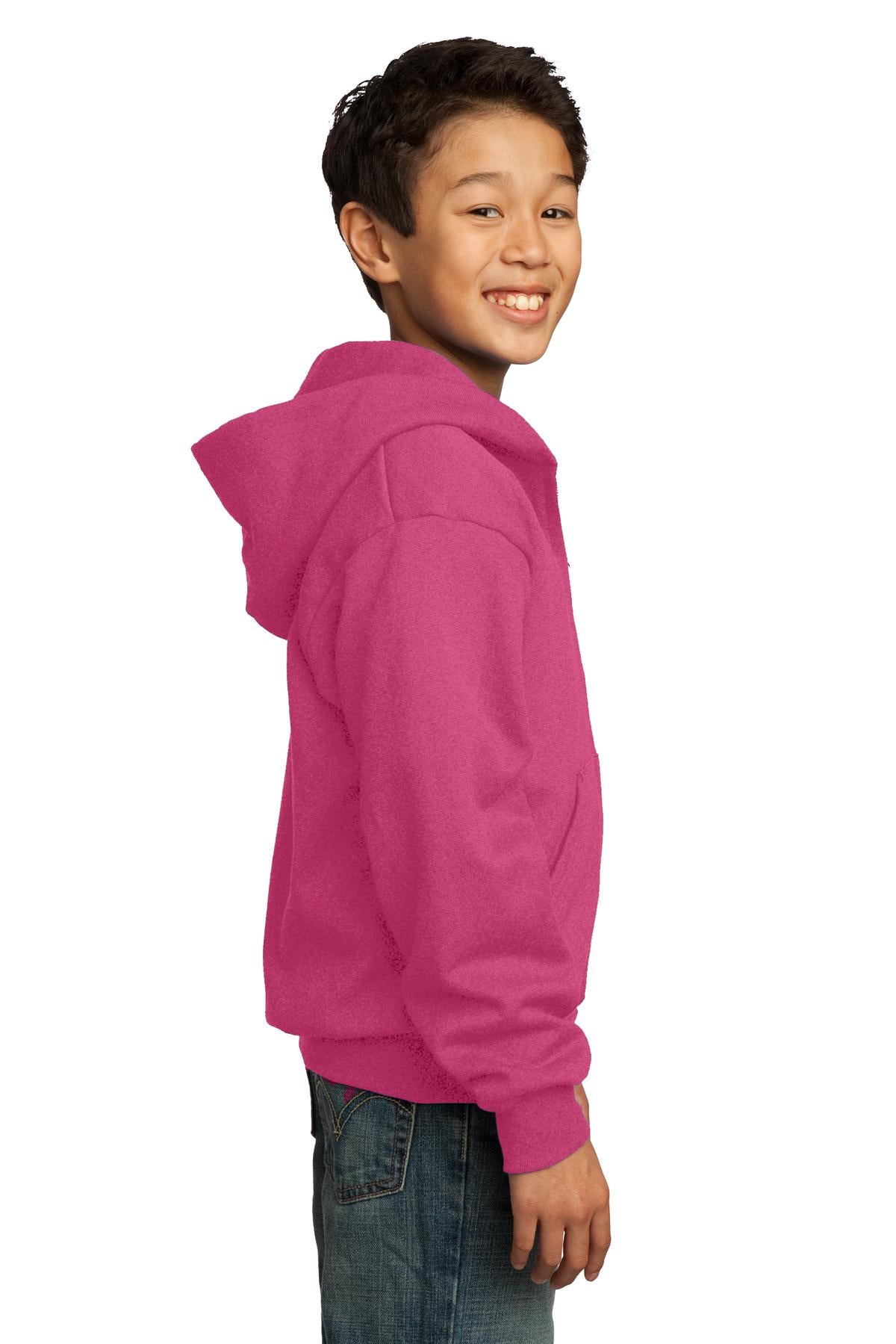 Sangria Port & Co Youth Core Fleece Full-Zip Hooded Sweatshirt. PC90YZH