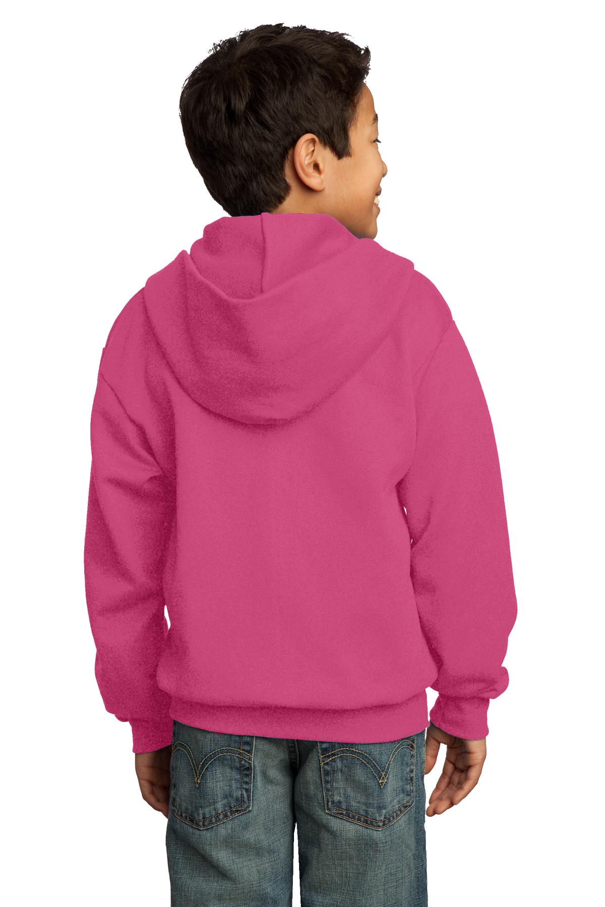 Sangria Port & Co Youth Core Fleece Full-Zip Hooded Sweatshirt. PC90YZH