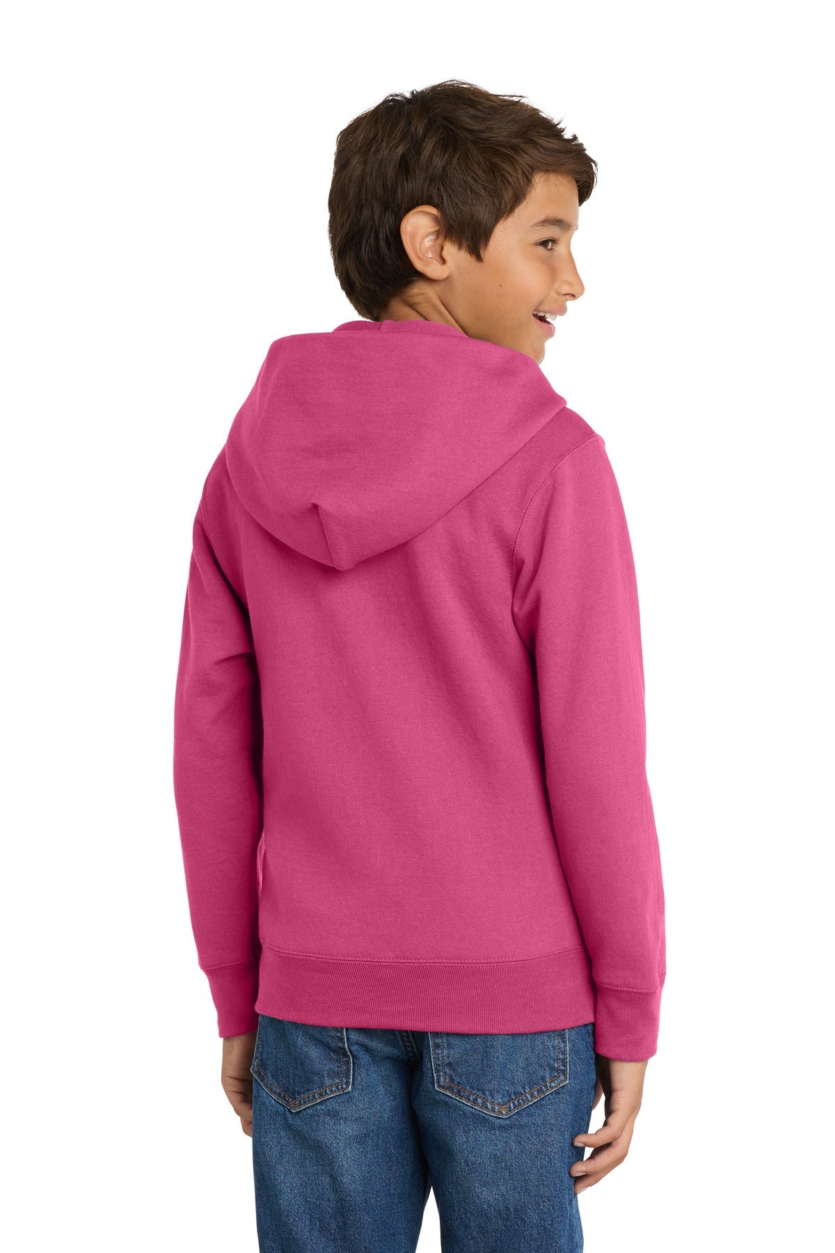 Sangria Port & Co Youth Core Fleece Full-Zip Hooded Sweatshirt. PC90YZH