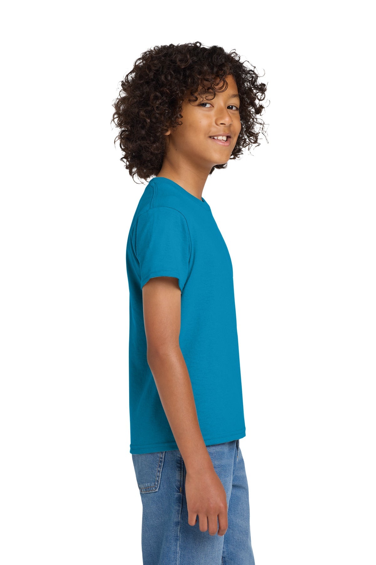 Sapphire Gildan Youth DryBlend 50 Cotton/50 Poly T-Shirt. 8000B