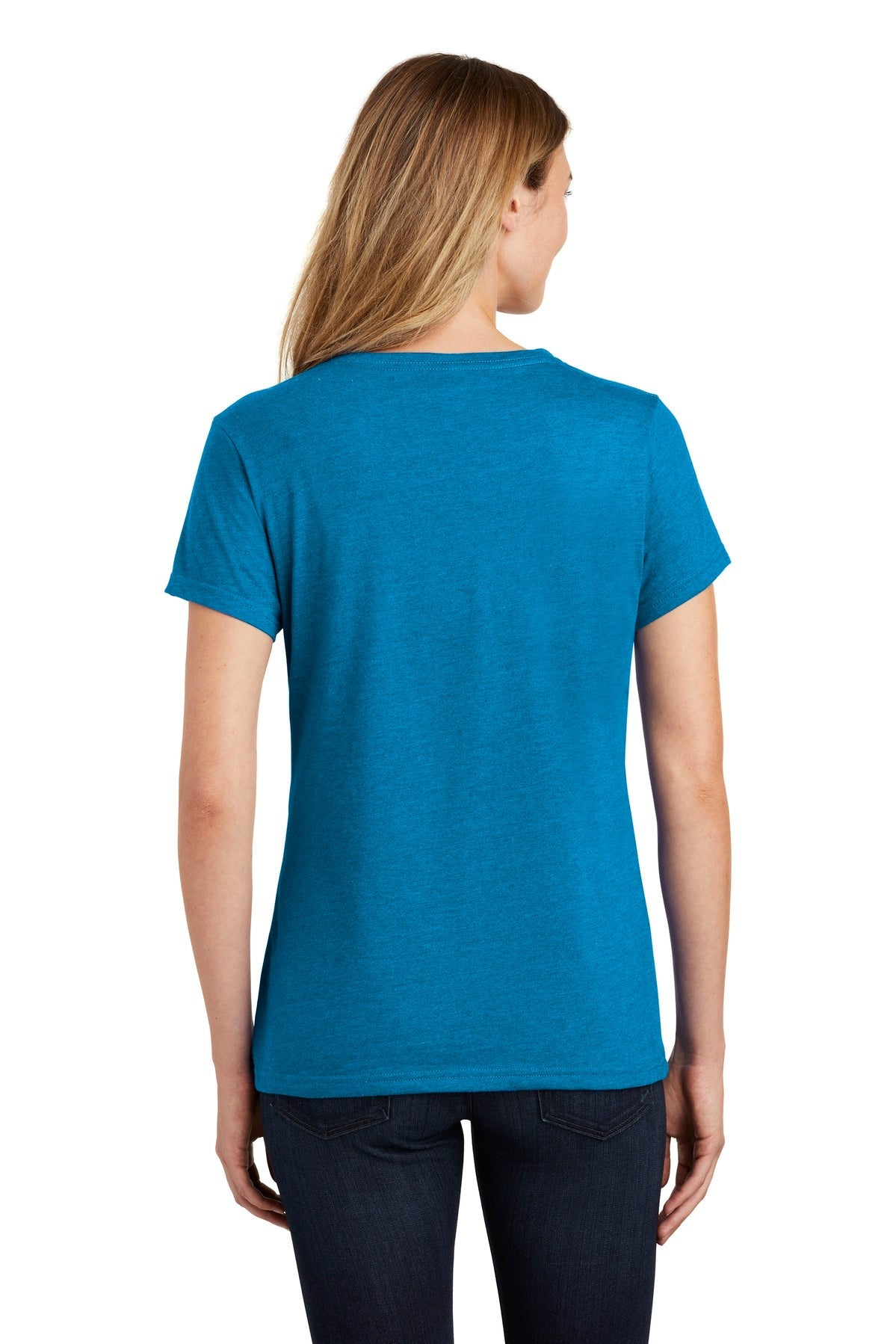 Sapphire Hthr Port & Co Women's Fan Favorite Blend V-Neck Tee. LPC455V