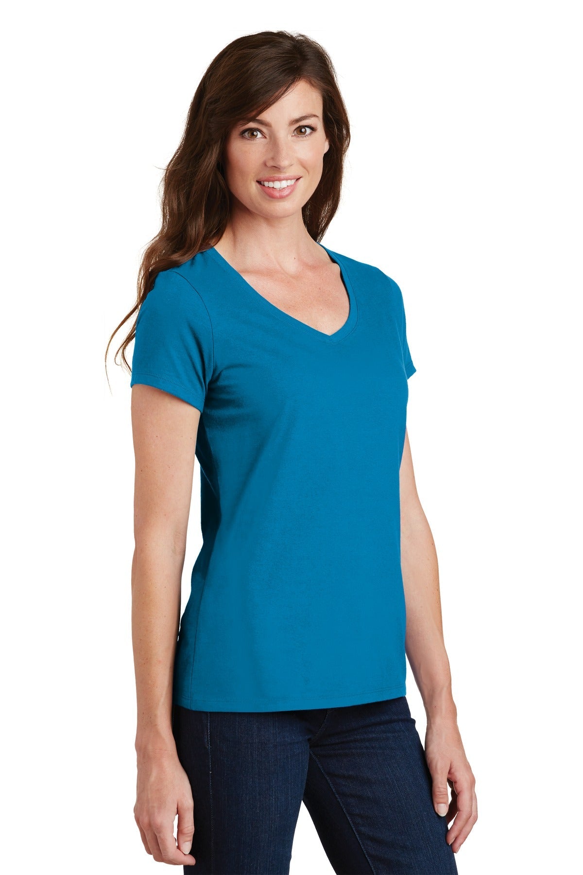 Sapphire Port & Co Women's Fan Favorite V-Neck Tee. LPC450V