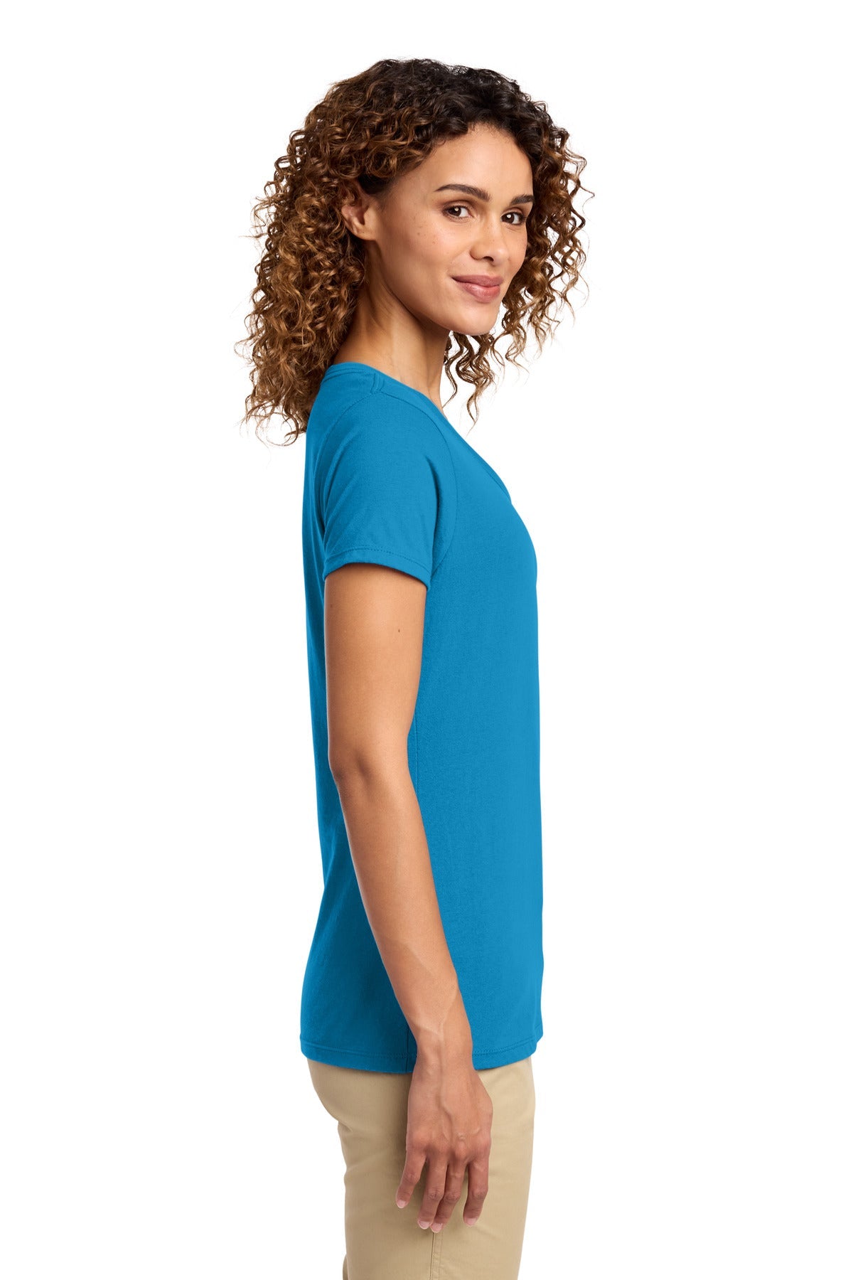 Sapphire Port & Co Women's Fan Favorite V-Neck Tee. LPC450V