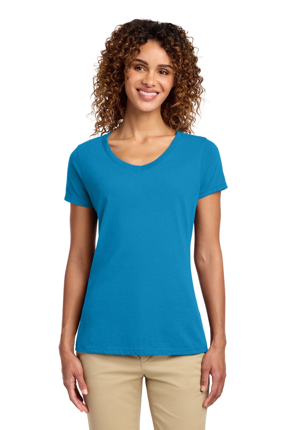 Sapphire Port & Co Women's Fan Favorite V-Neck Tee. LPC450V
