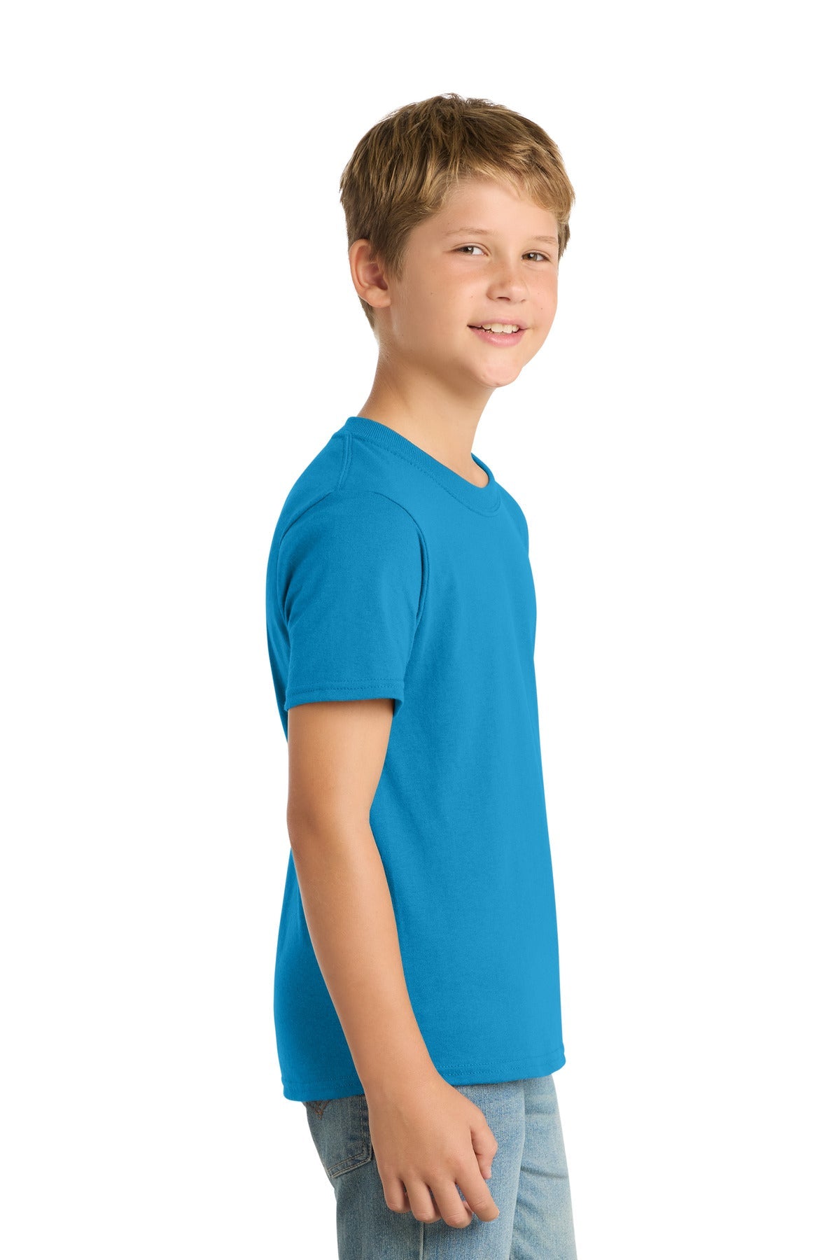 Sapphire Port & Co Youth Core Blend Tee. PC55Y