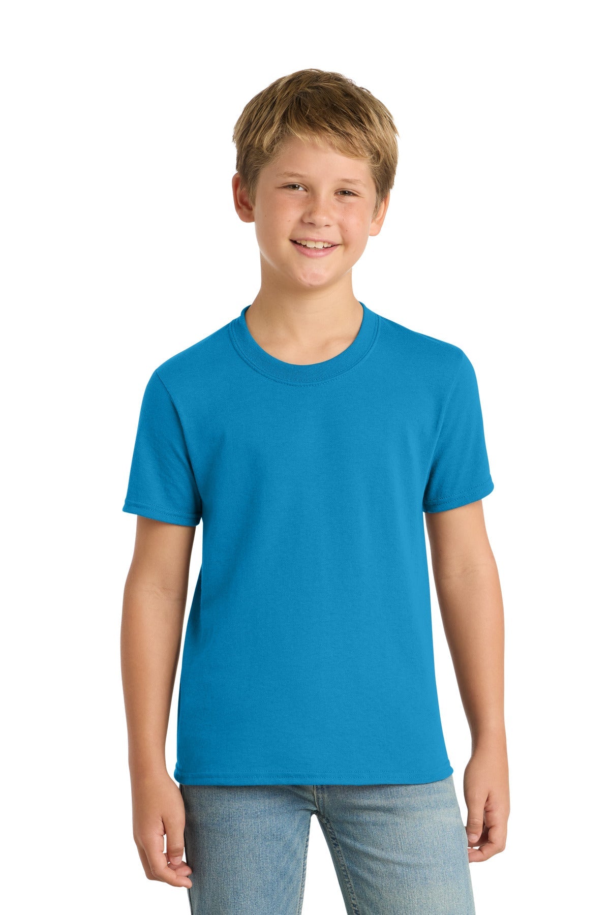 Sapphire Port & Co Youth Core Blend Tee. PC55Y