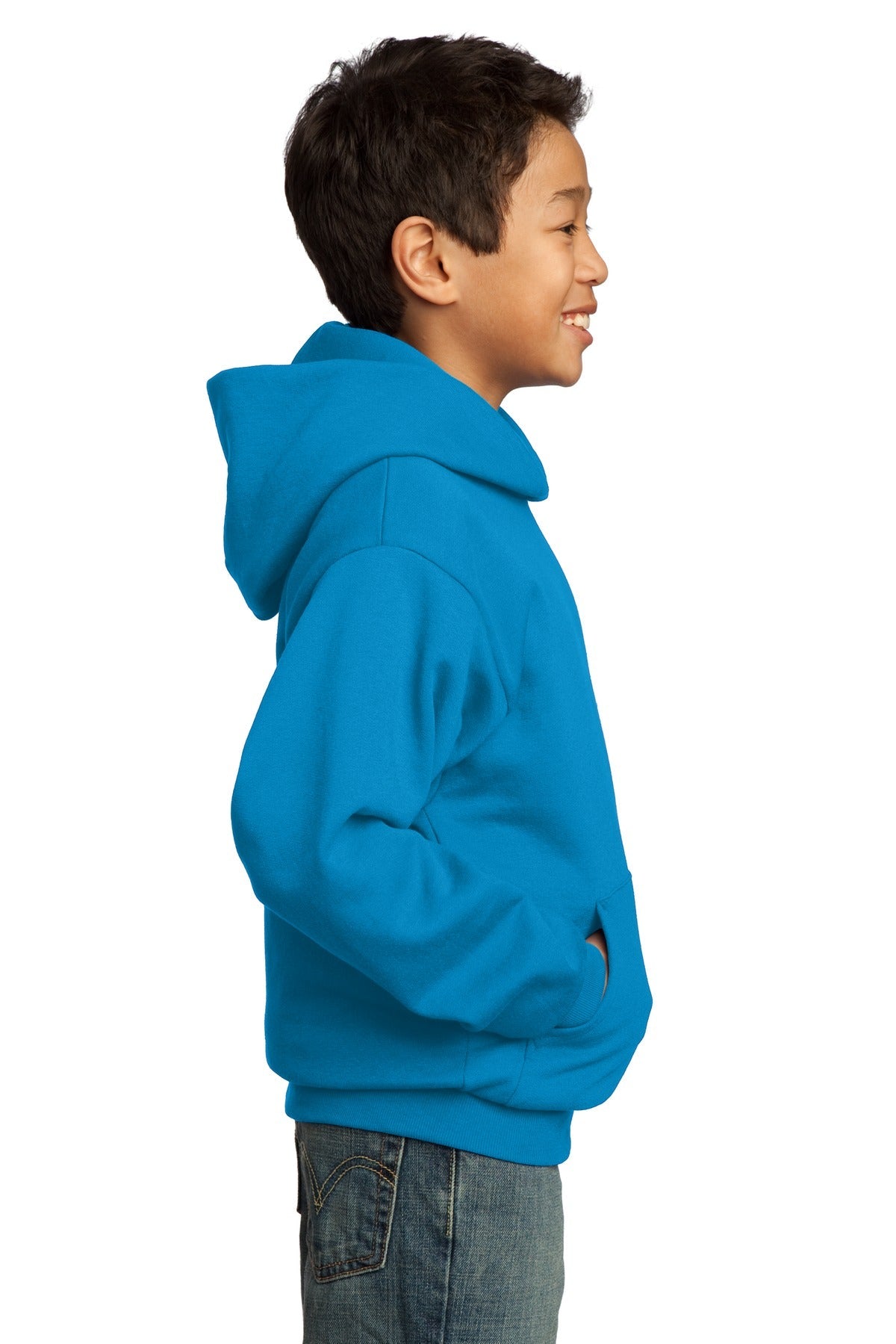 Sapphire Port & Co Youth Core Fleece Pullover Hooded Sweatshirt. PC90YH