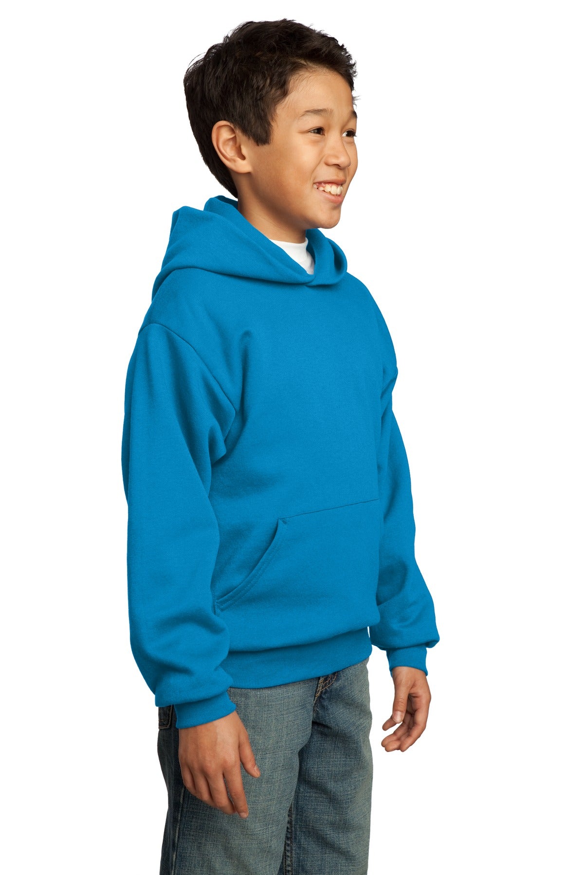 Sapphire Port & Co Youth Core Fleece Pullover Hooded Sweatshirt. PC90YH