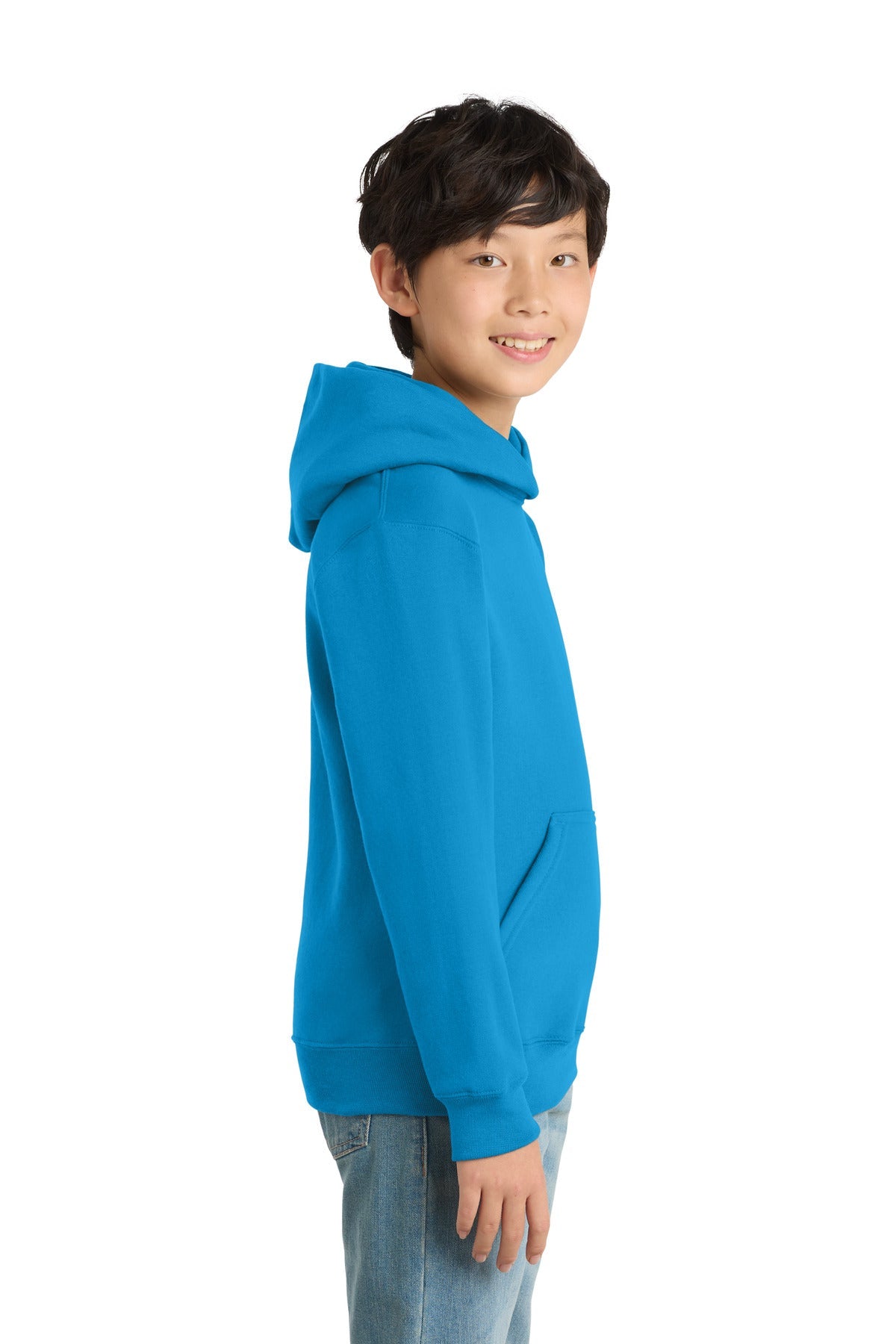 Sapphire Port & Co Youth Core Fleece Pullover Hooded Sweatshirt. PC90YH