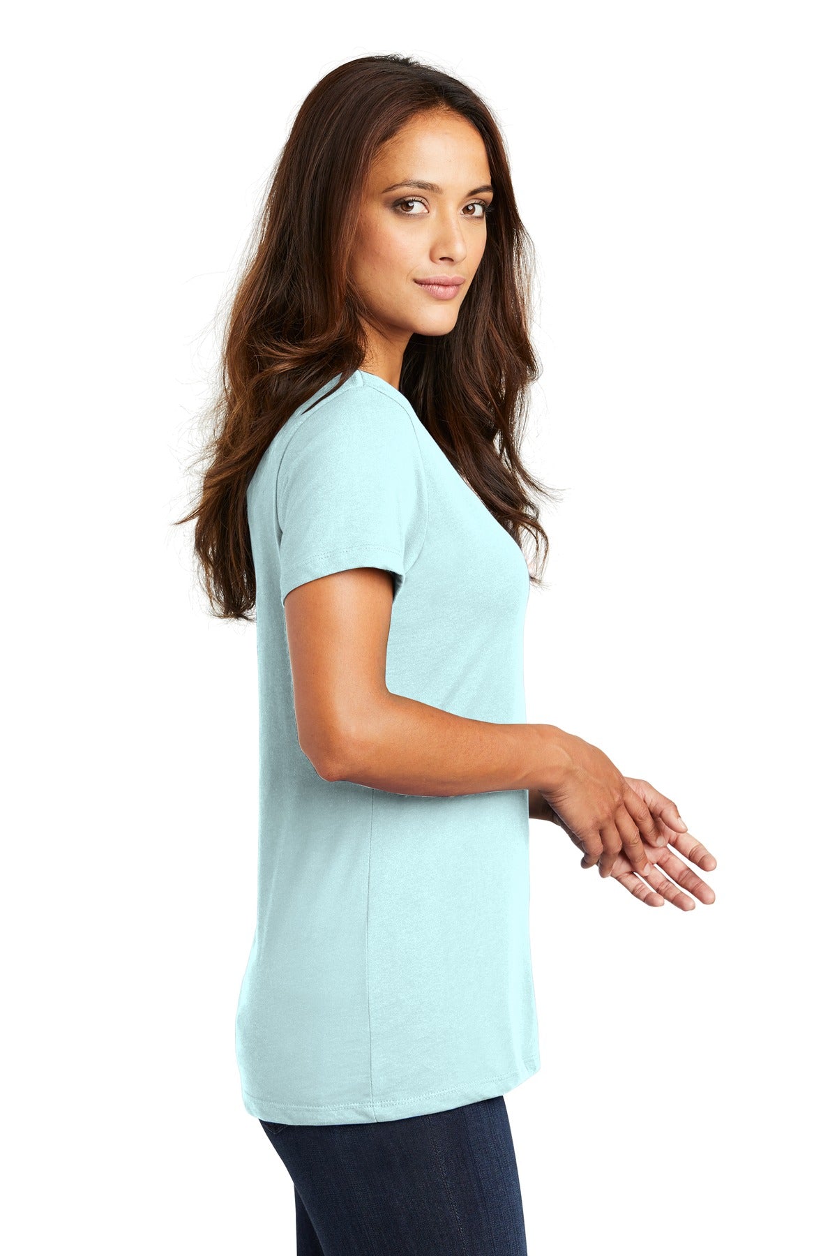 Seaglass Blue District - Women's Perfect Weight V-Neck Tee. DM1170L