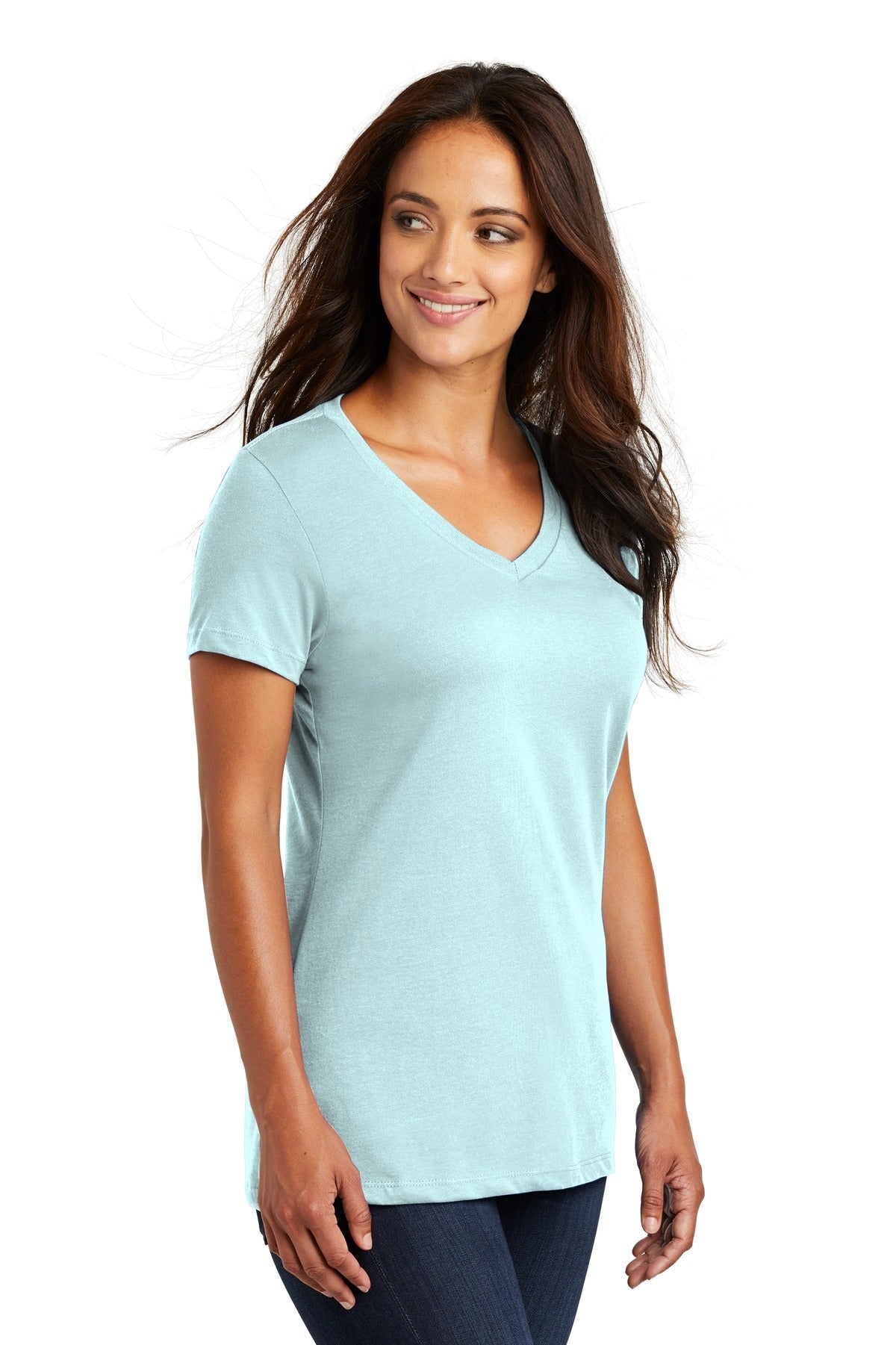 Seaglass Blue District - Women's Perfect Weight V-Neck Tee. DM1170L