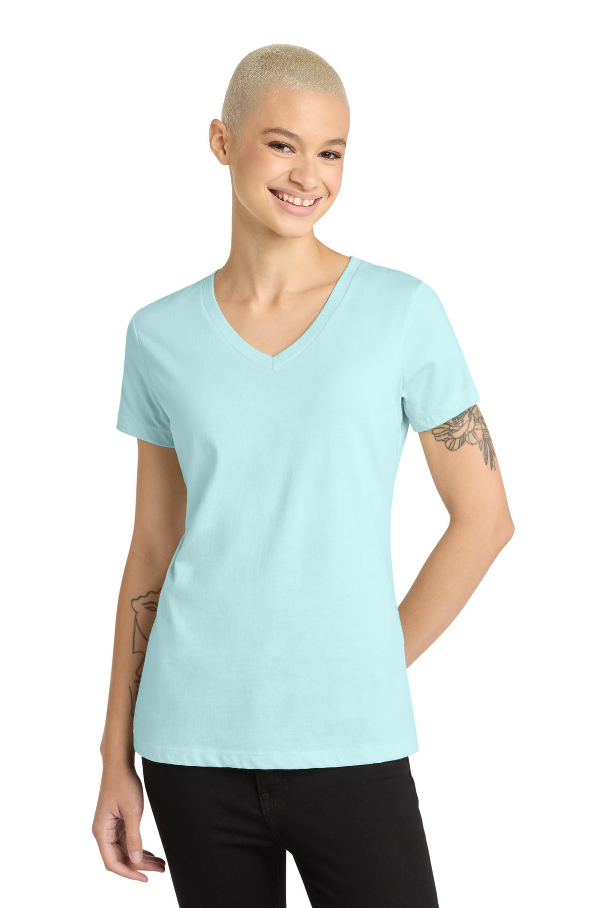 Seaglass Blue District - Women's Perfect Weight V-Neck Tee. DM1170L