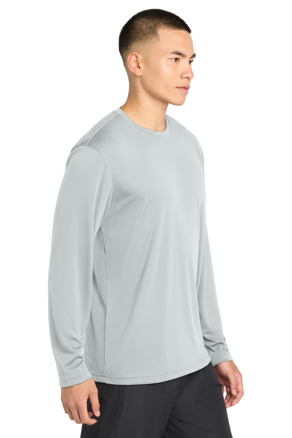 Silver Sport-Tek Long Sleeve PosiCharge Competitor Tee. ST350LS