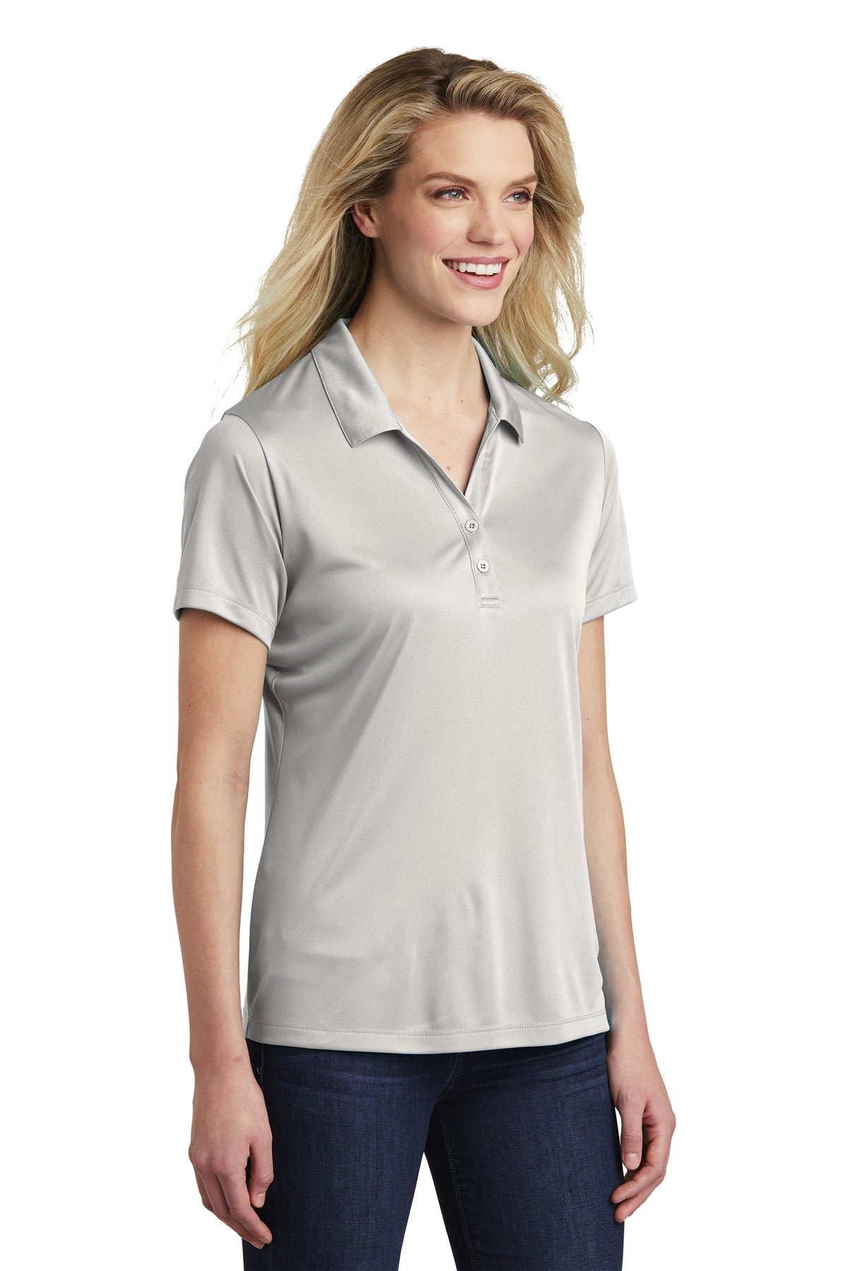 Silver Sport-Tek Women's PosiCharge Competitor Polo. LST550