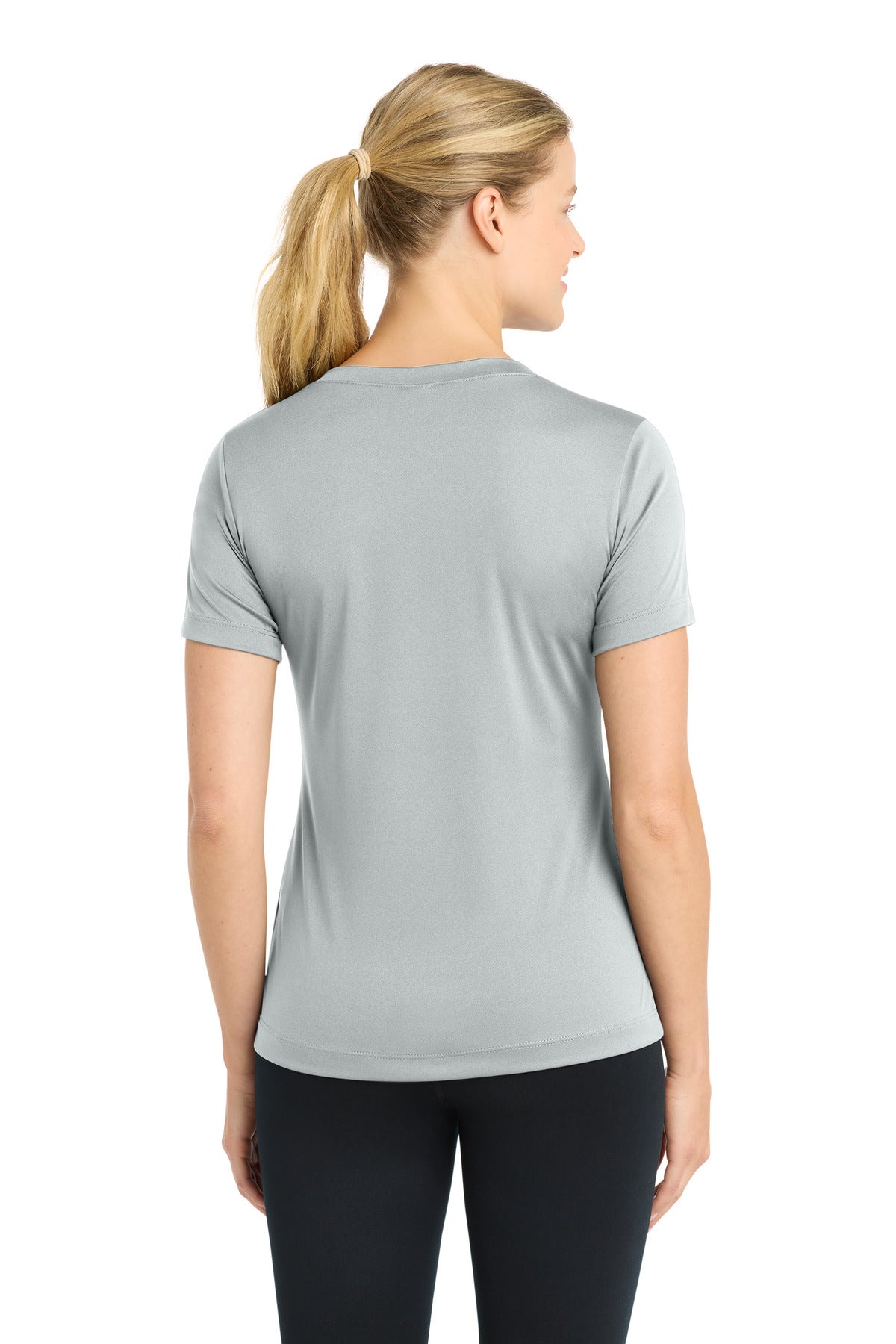 Silver Sport-Tek Women's PosiCharge Competitor V-Neck Tee. LST353