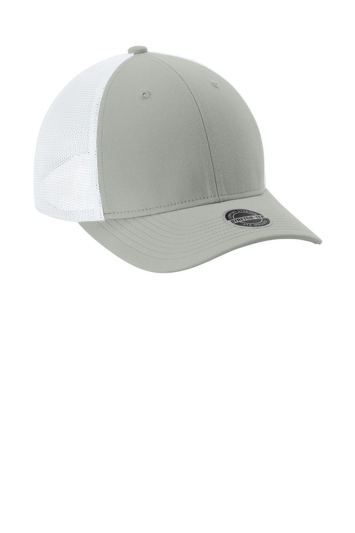 Silver/Wht Sport-Tek Stretch-Tek Mesh Back Cap STC60